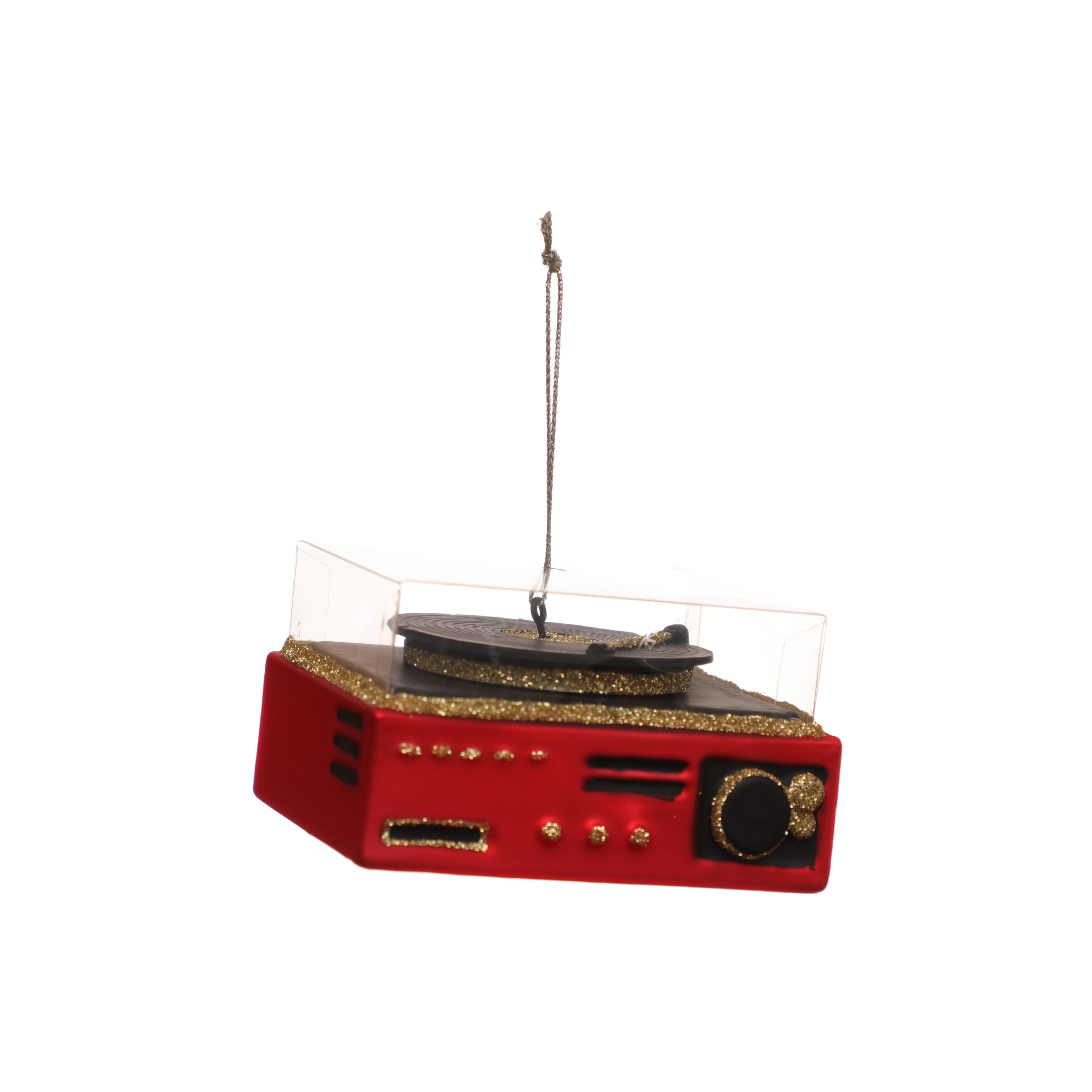 3.25&#x22; Red &#x26; Gold Record Player Glass Ornament by Ashland&#xAE;