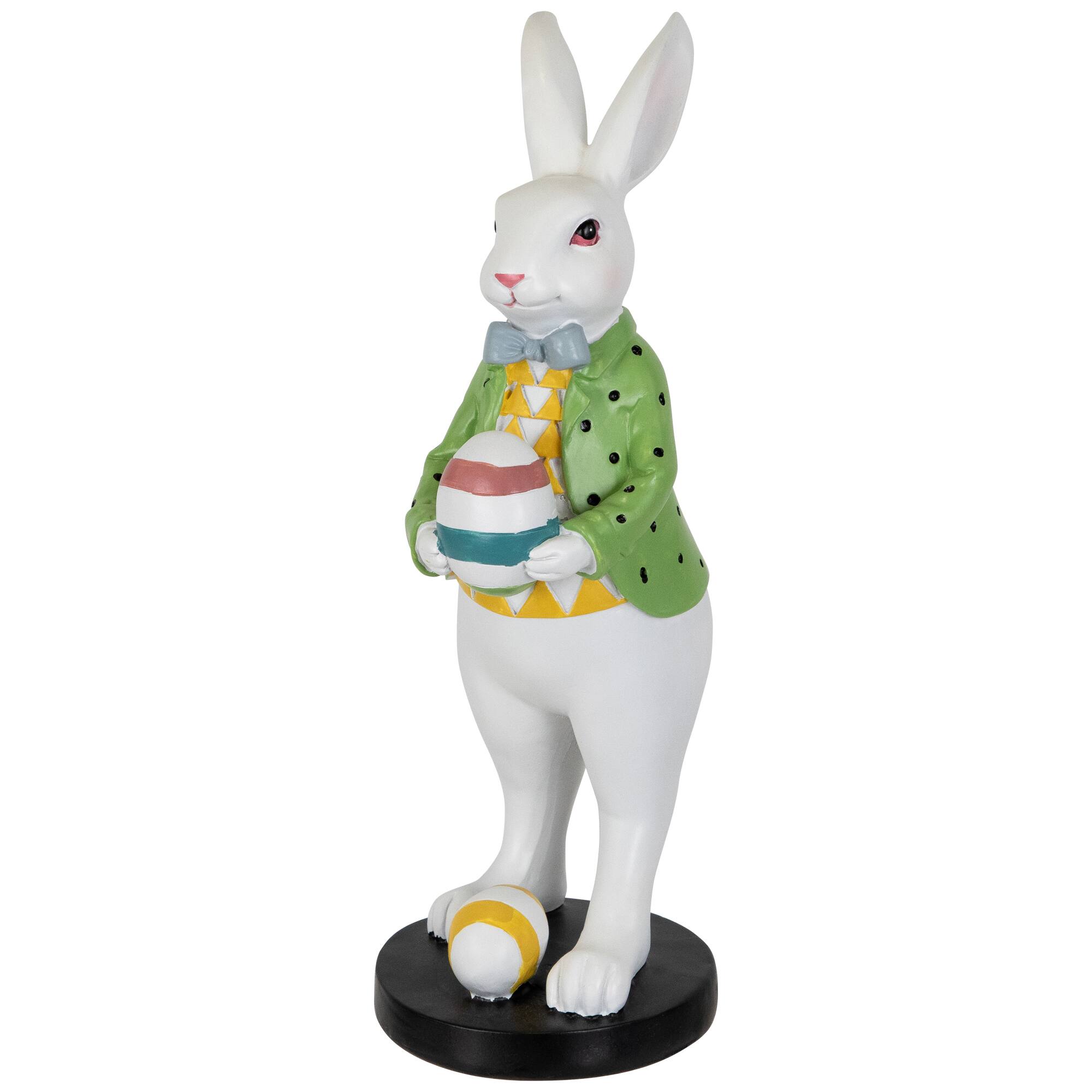 11.5" Rabbit Holding Easter Egg Outdoor Garden Statue