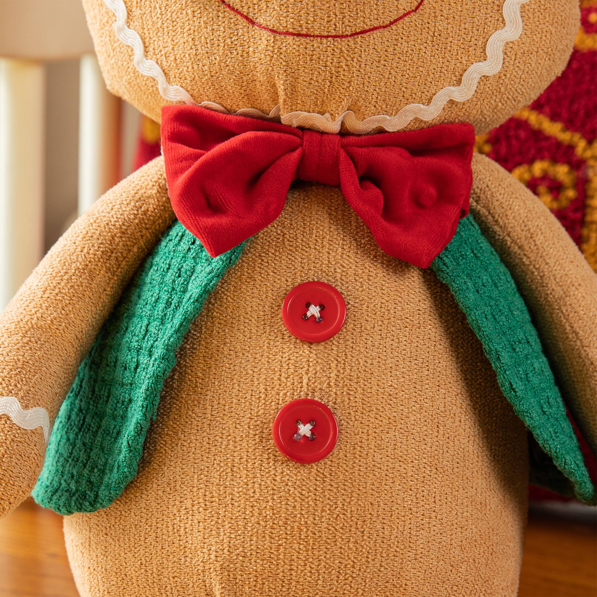 Glitzhome&#xAE; 25&#x22; Fabric Christmas Gingerbread Man Shelf Sitter