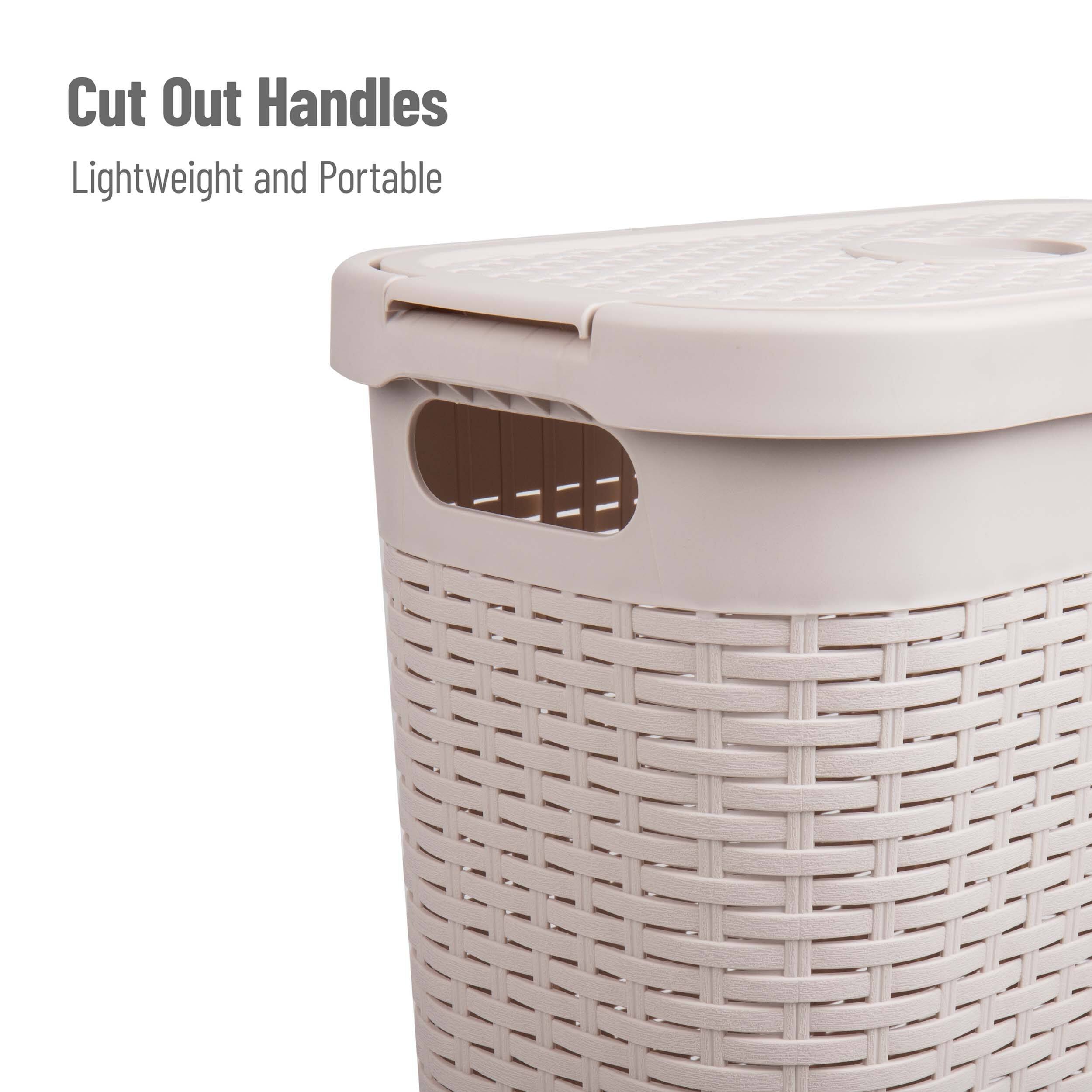 Mind Reader 40L Ventilated Slim Laundry Hamper with Cut Out Handles &#x26; Attached Hinged Lid, 2ct.
