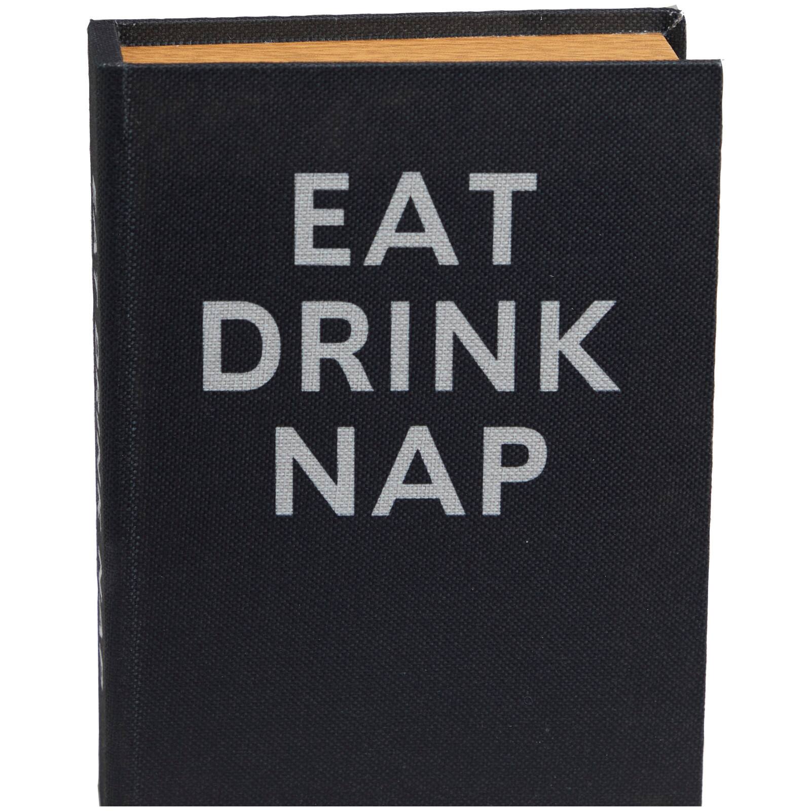 Black Eat Drink Nap Linen Storage Book Box Set