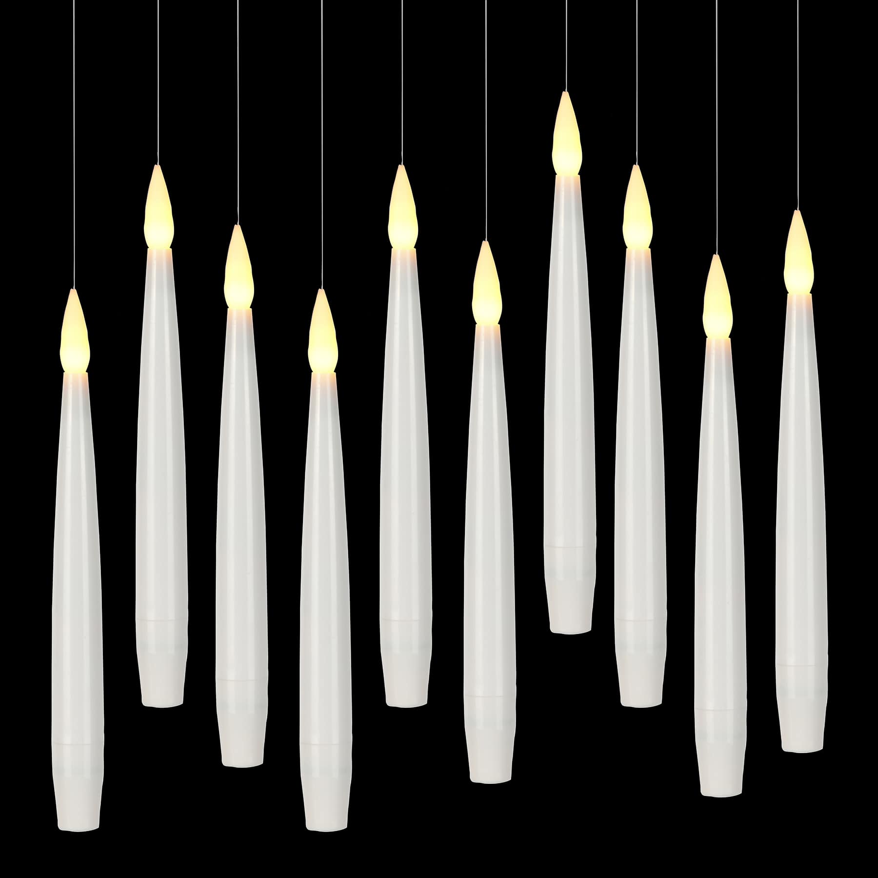 10ct. Warm White Flickering LED Hanging White Candles with Remote by Ashland&#xAE;