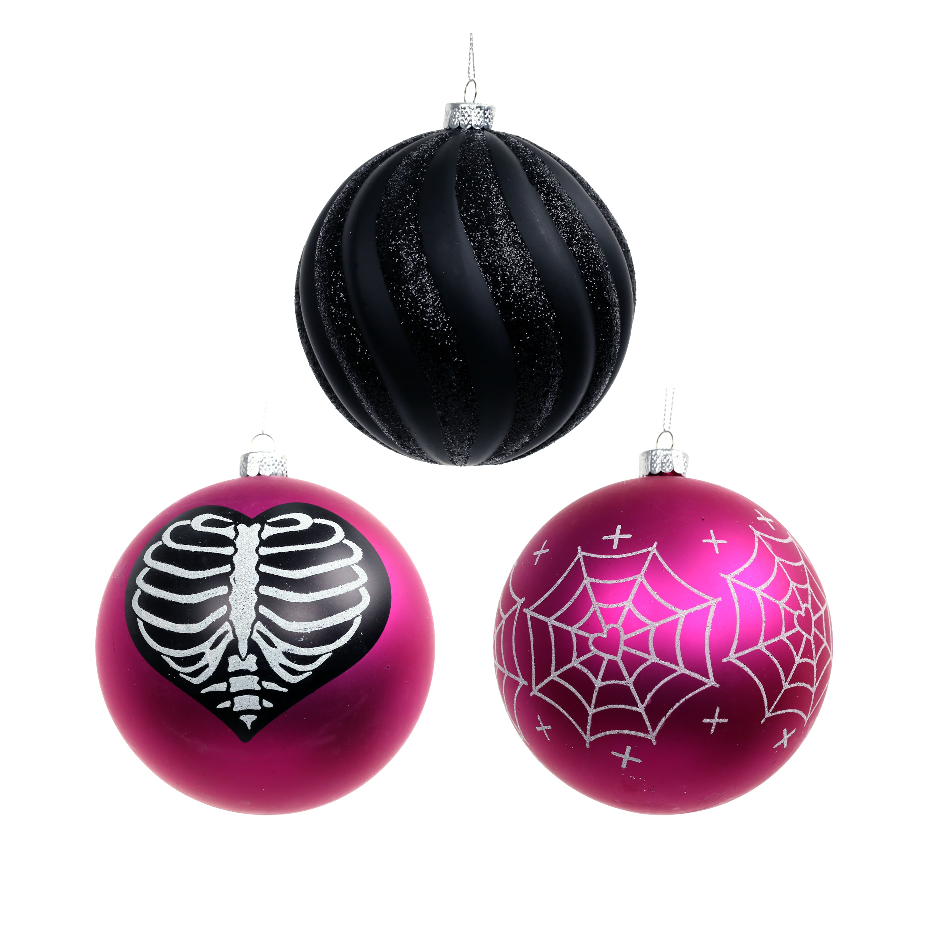 4.75" Black & Pink Plastic Ball Ornament Set by Ashland®