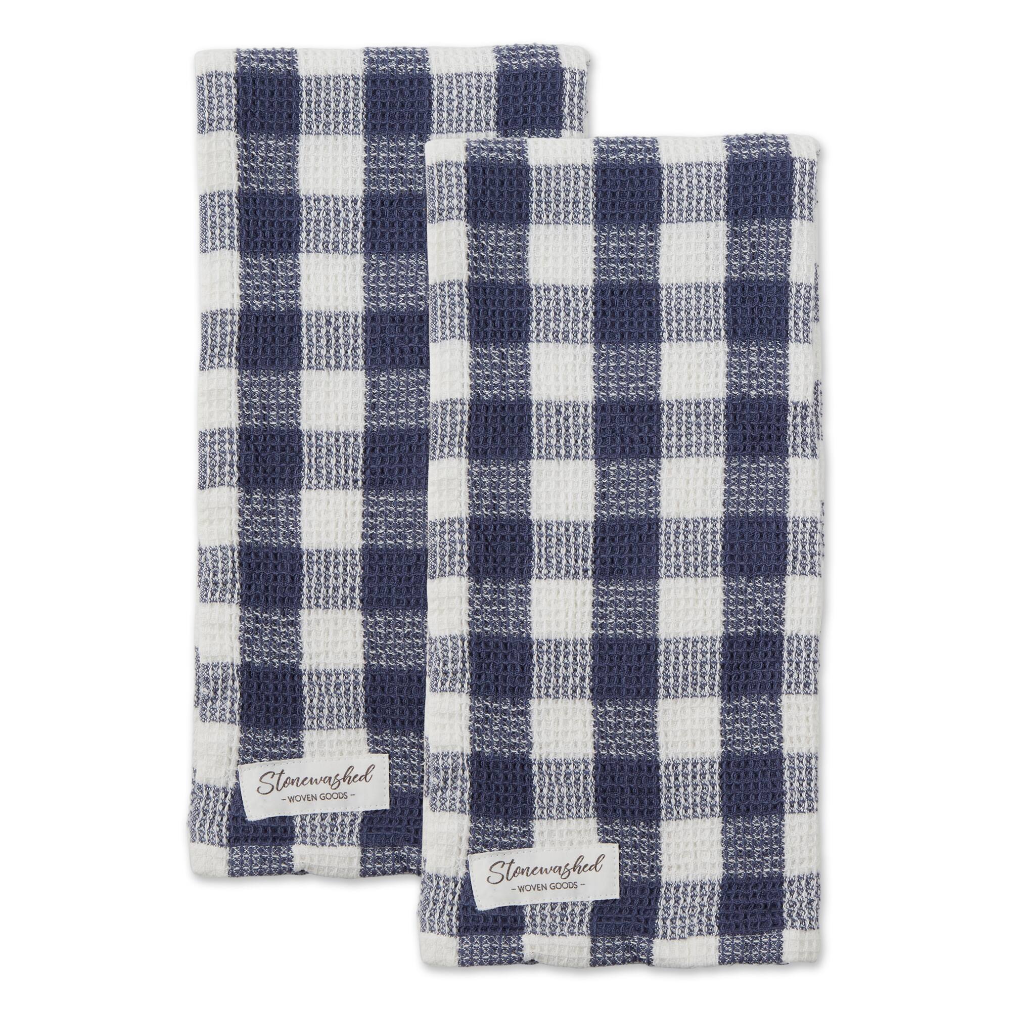 DII&#xAE; Checker Washed Waffle Dish Towels, 2ct.