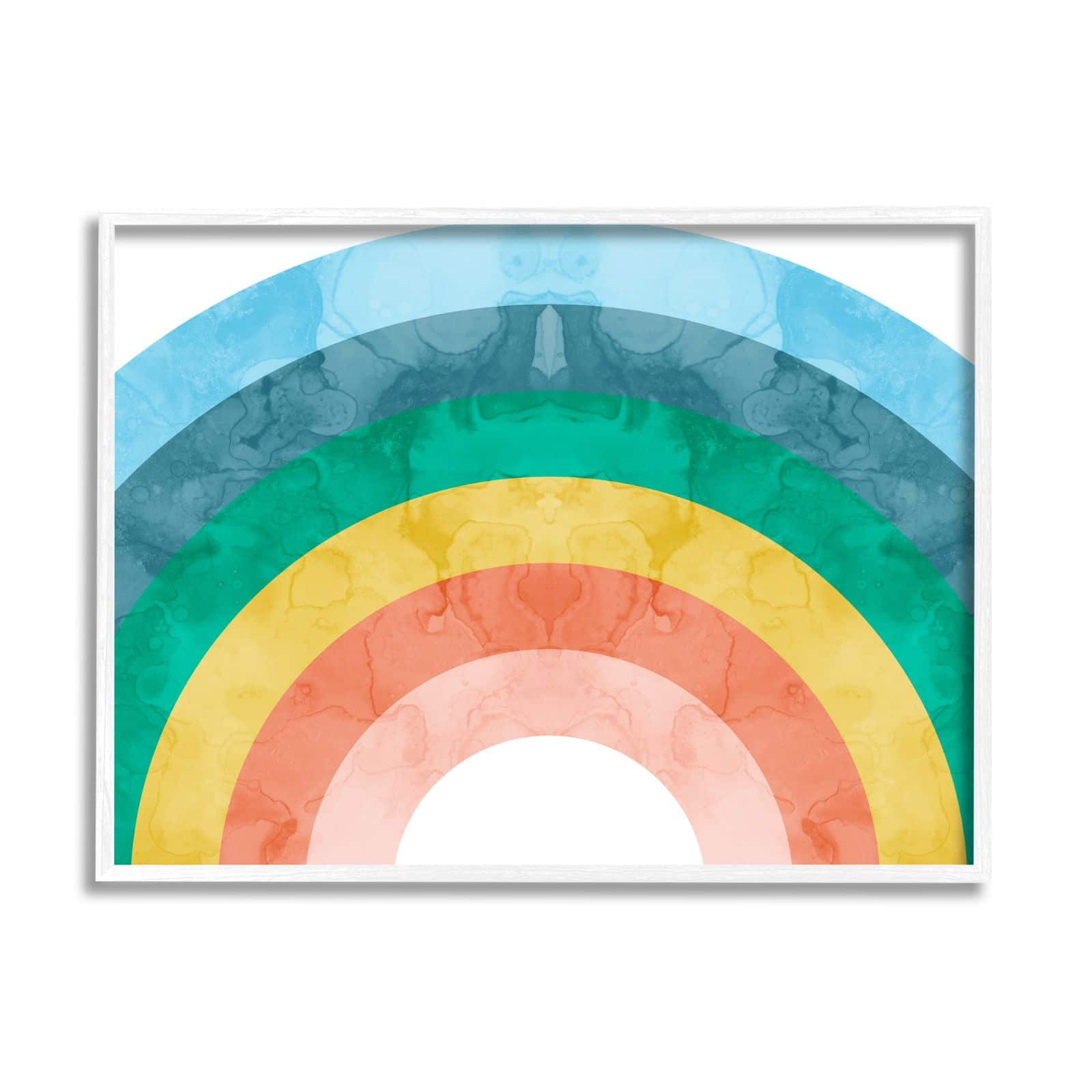 Stupell Industries Kids' Abstract Watercolor Pattern Rainbow Blue Green Pink Framed Wall Art
