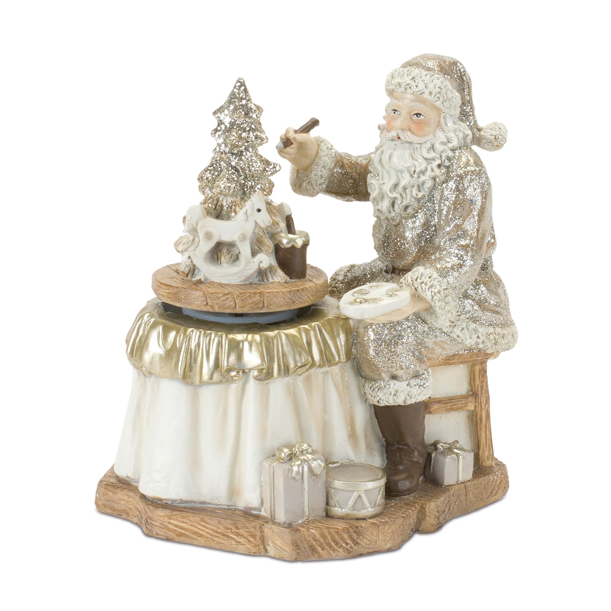 6.5" Santa with Spinning Christmas Tree Set