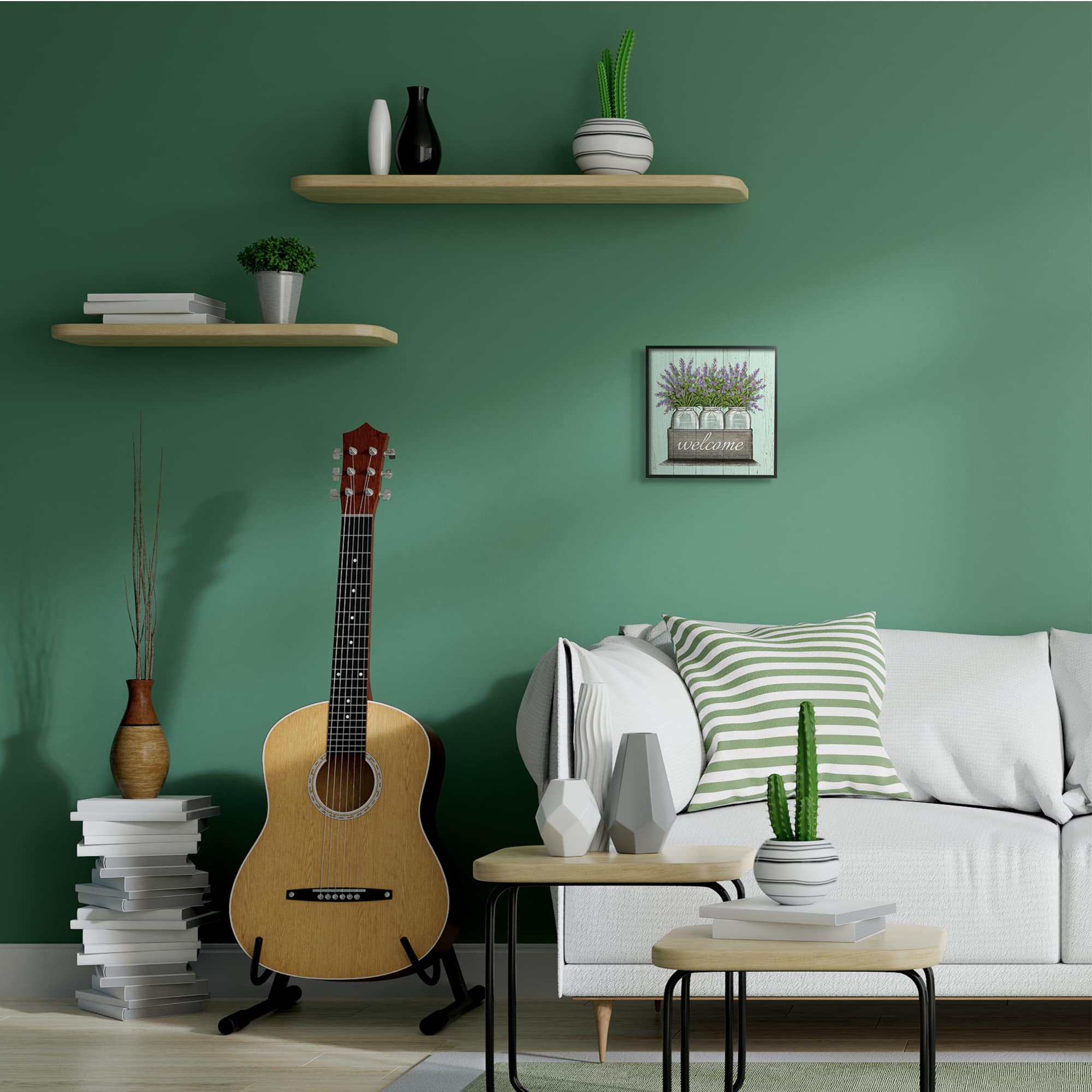 Stupell Industries Purple Lavender Florals in Jars Welcome Sentiments, 12" x 12"