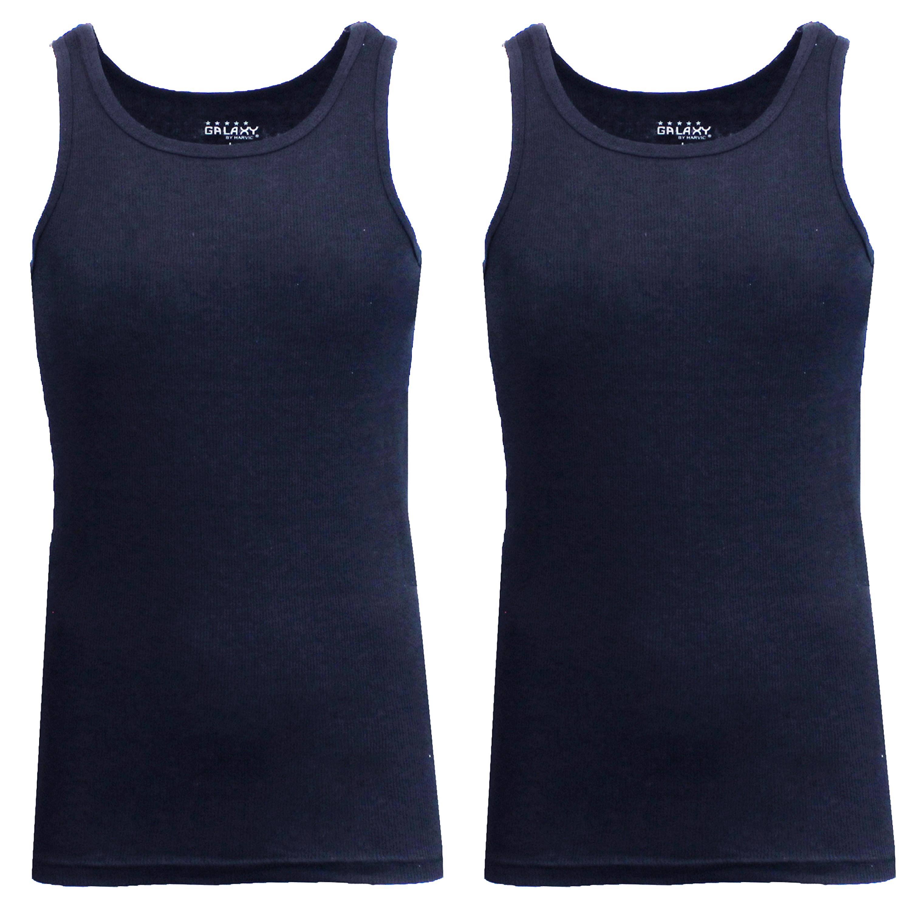 Galaxy By Harvic Famous Heavyweight Men&#x2019;s Ribbed Tank Top 2 Pack