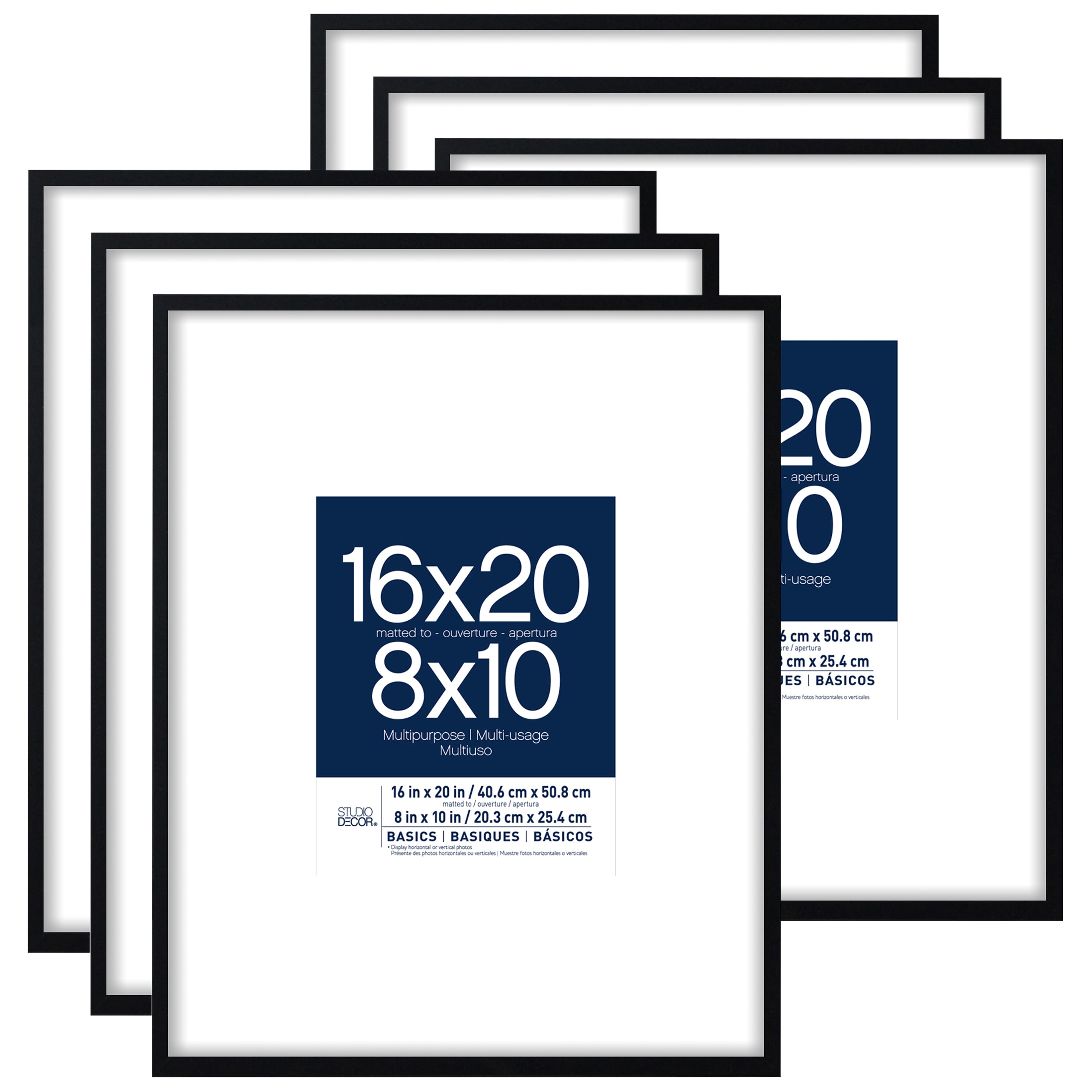 6 Pack: Black Multipurpose 8&#x22; x 10&#x22; Frame with Mat, Basics by Studio D&#xE9;cor&#xAE;