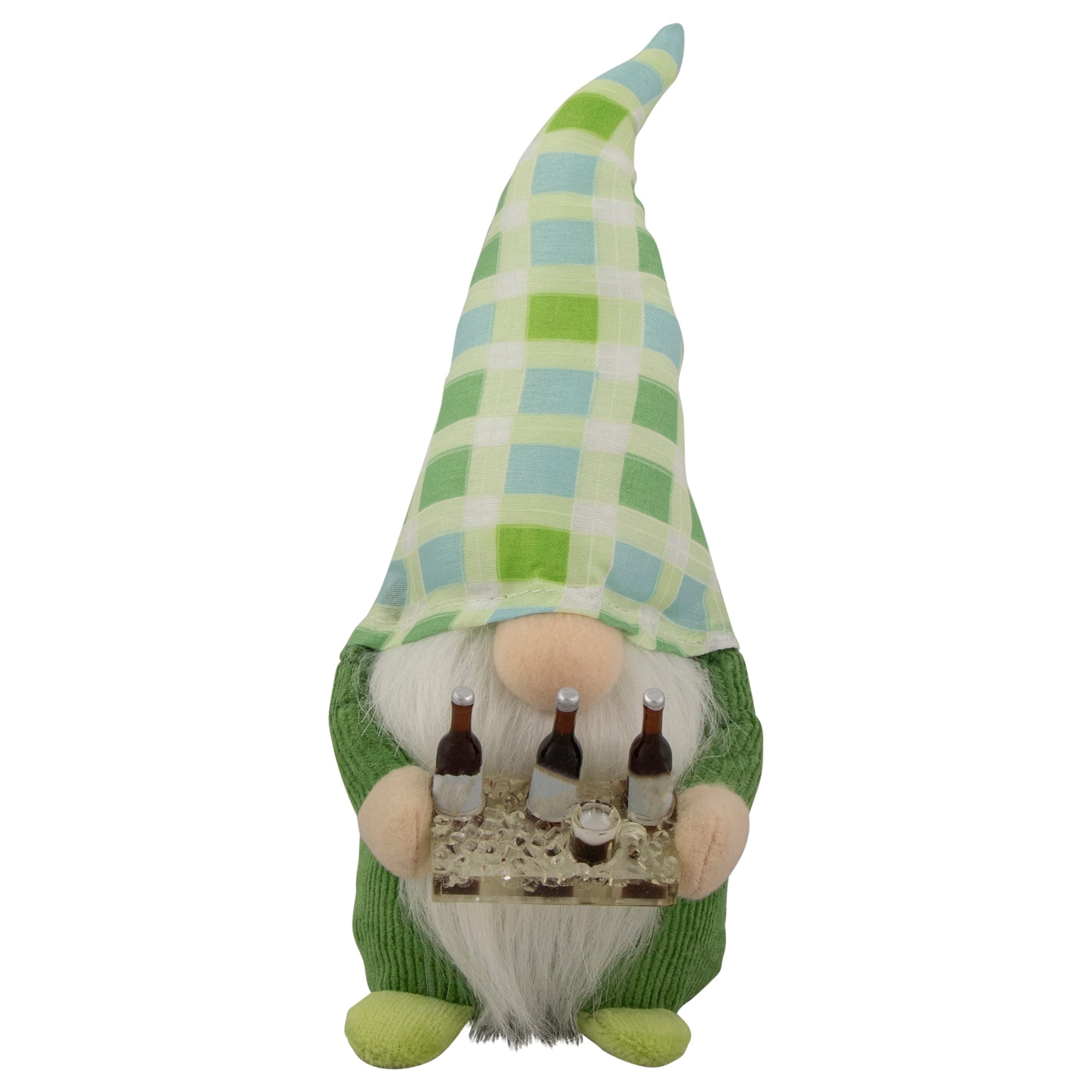 9&#x22; Green &#x26; Blue Plaid Springtime Gnome