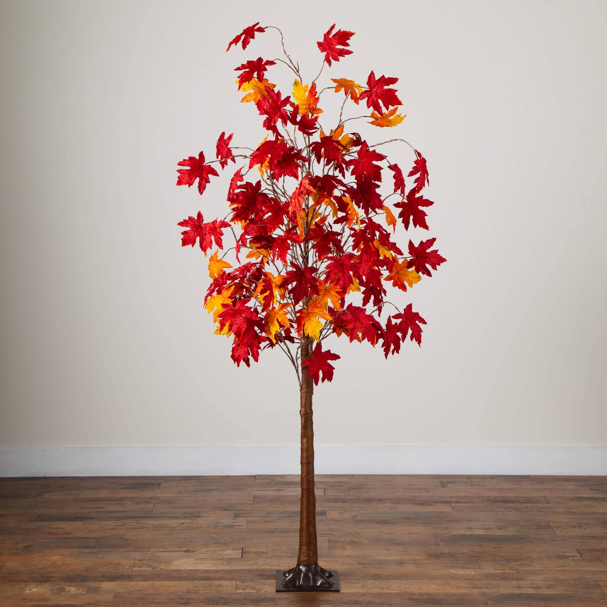 6ft. Pre-Lit Autumn Weeping Maple Artificial Fall Tree with 300 Warm White LED Lights