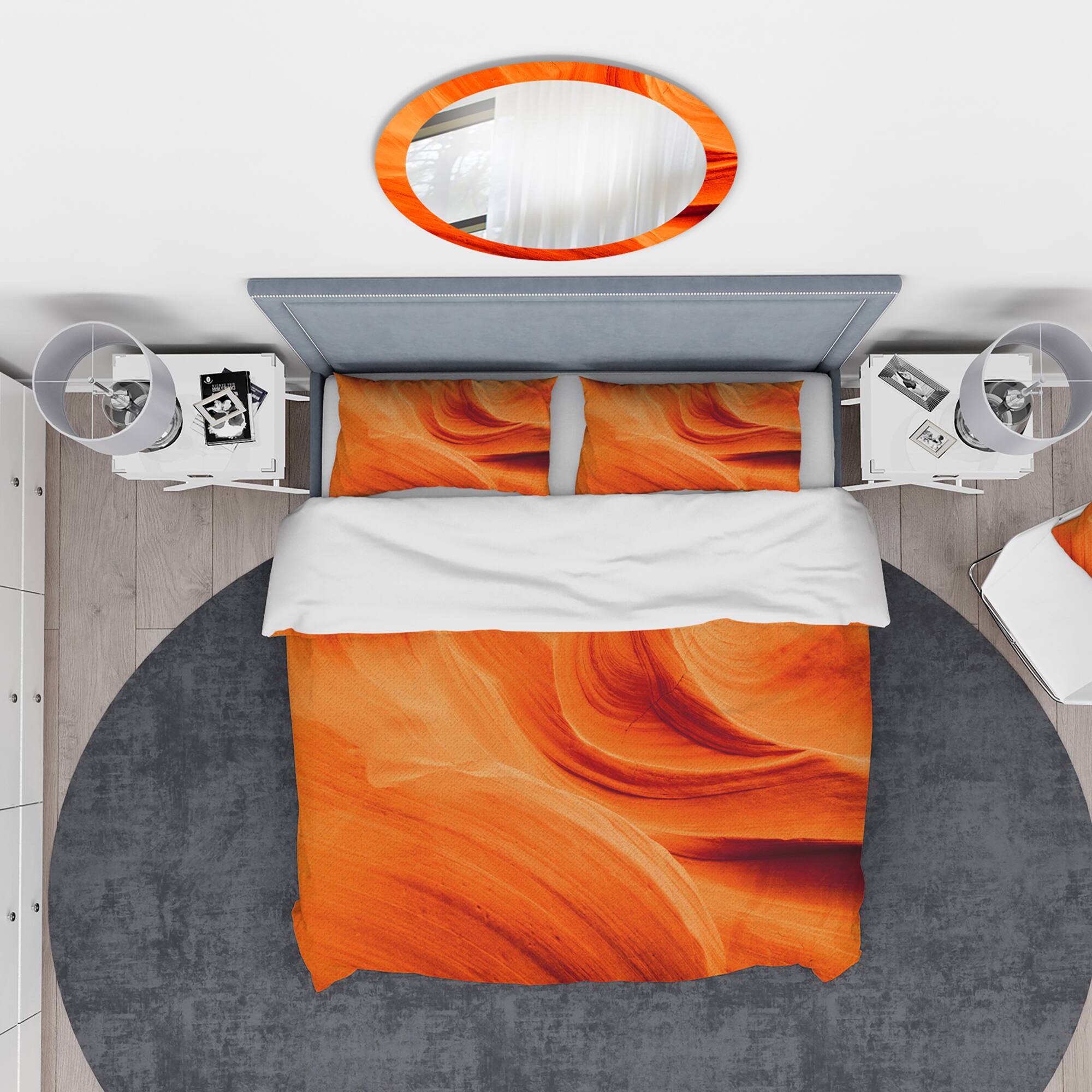 Designart &#x27;Orange Upper Antelope Canyon&#x27; Landscape Bedding Set - Duvet Cover &#x26; Shams