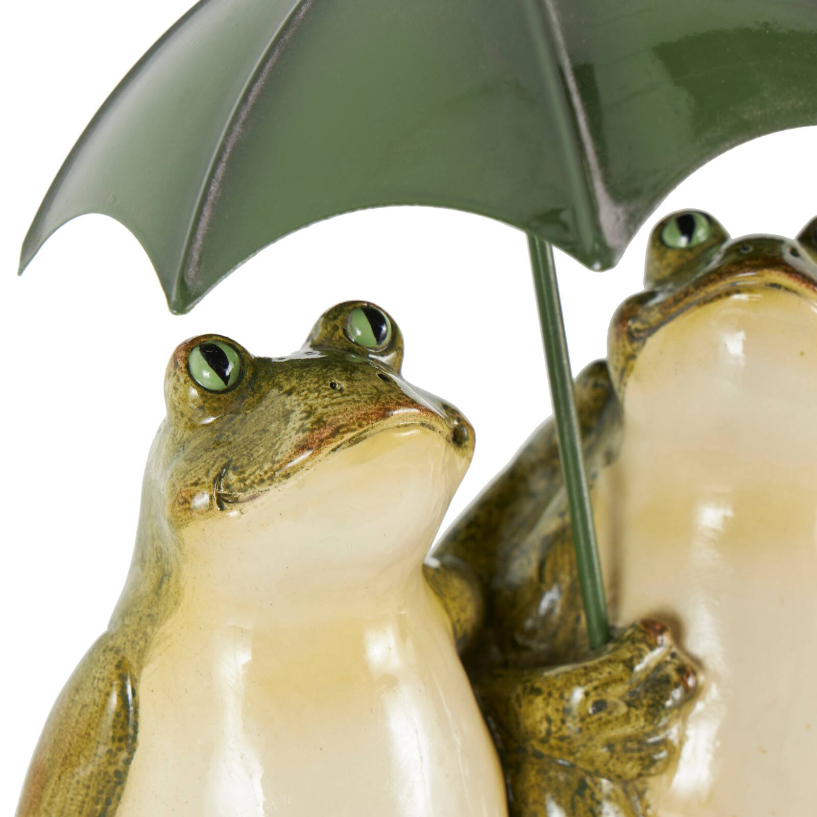 11&#x22; Bronze Frogs Sitting with Umbrella Sculpture