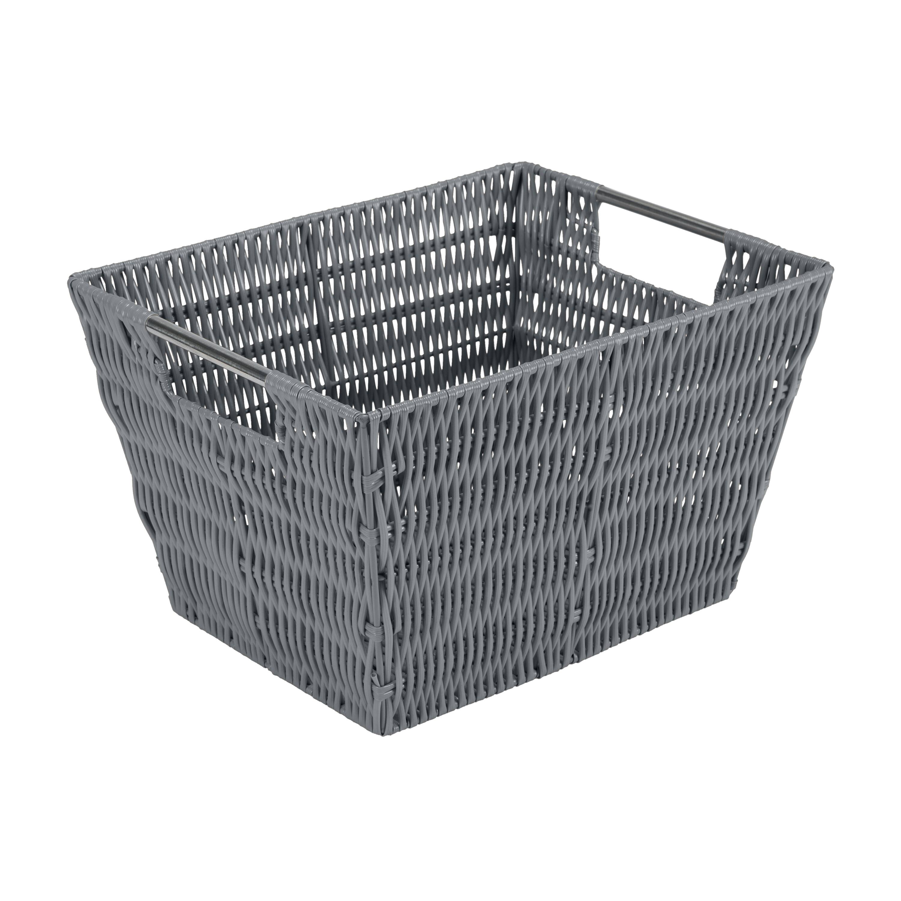 Simplify Medium Charcoal Rattan Storage Basket