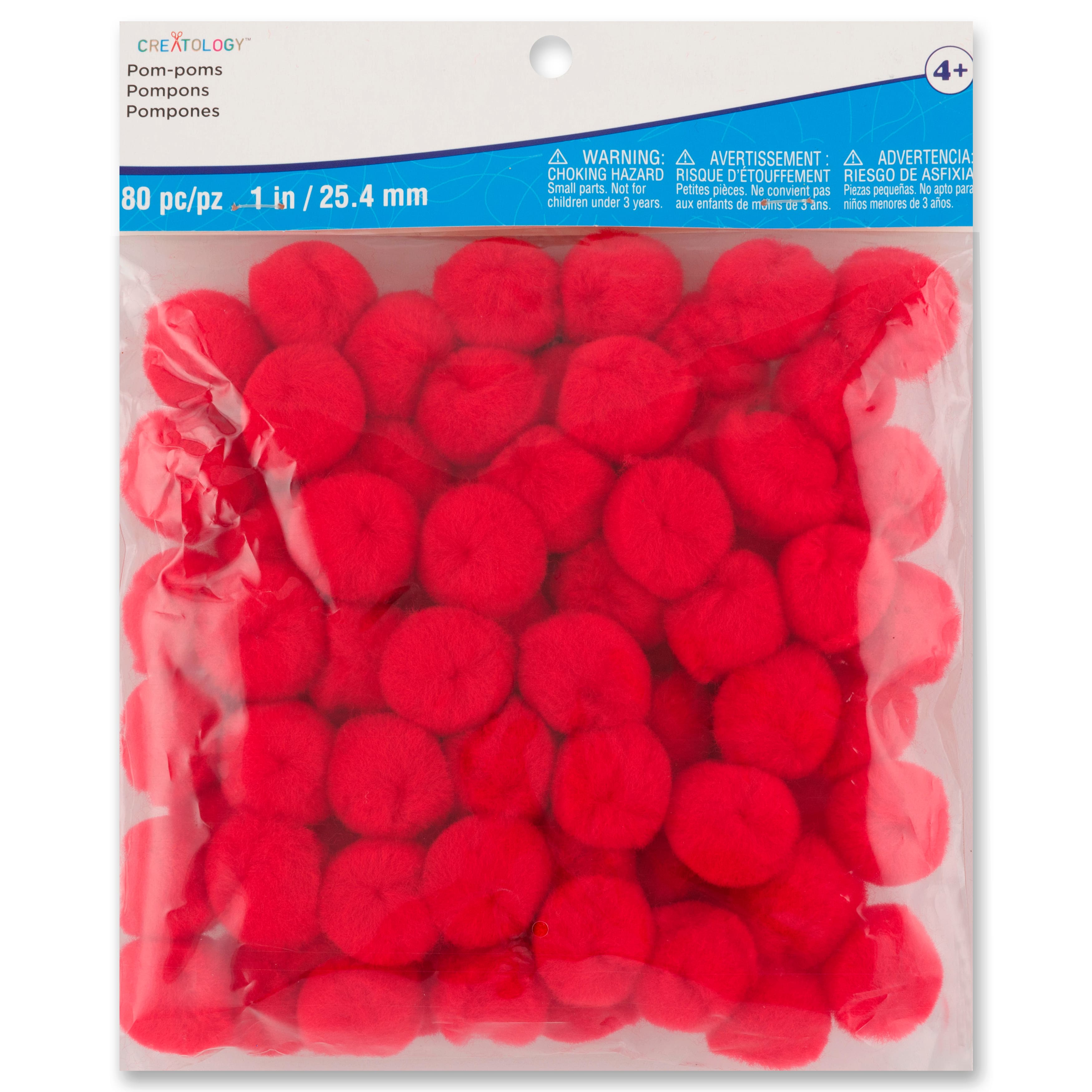 1 inch Red Small Craft Pom Poms 100 Pieces, Size: 0.5