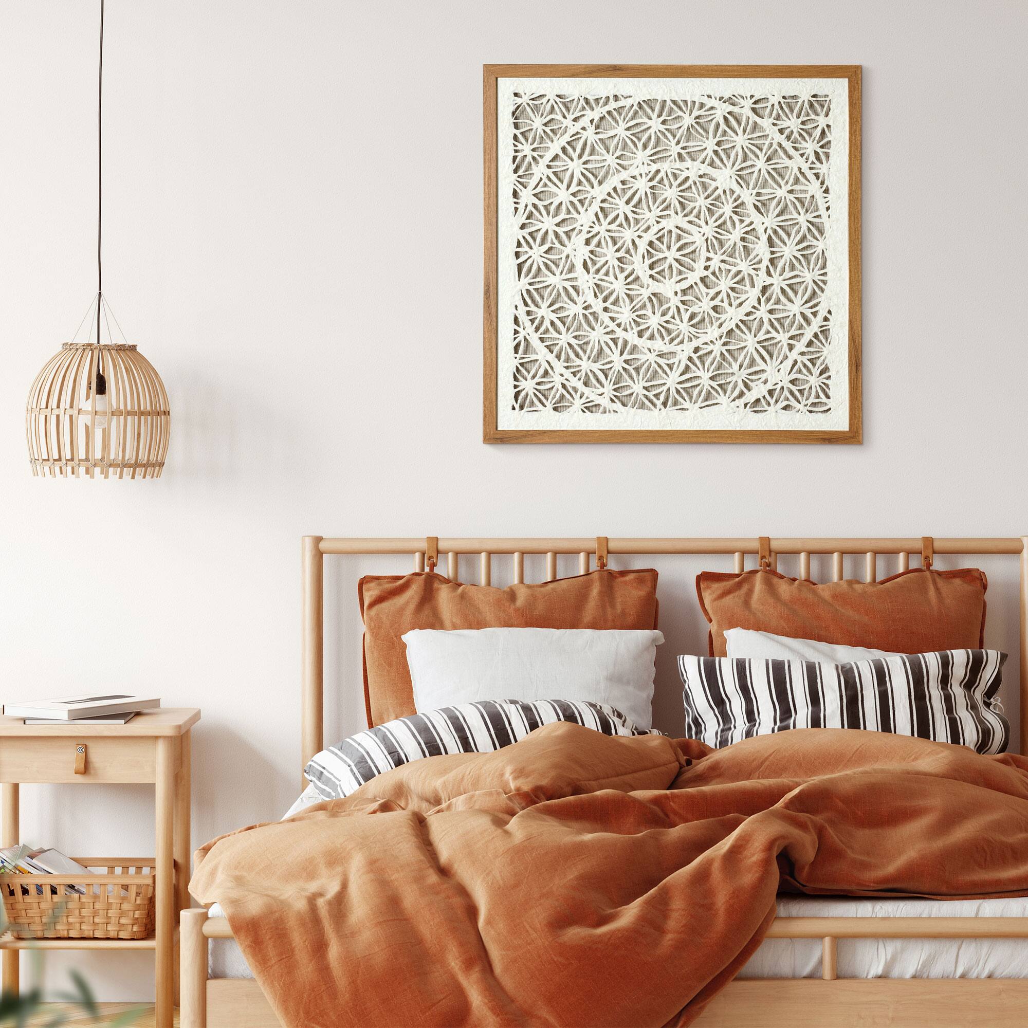 American Art D&#xE9;cor&#x2122; 23.5&#x22; Handmade Framed Natural Rice Paper and Linen Wall D&#xE9;cor