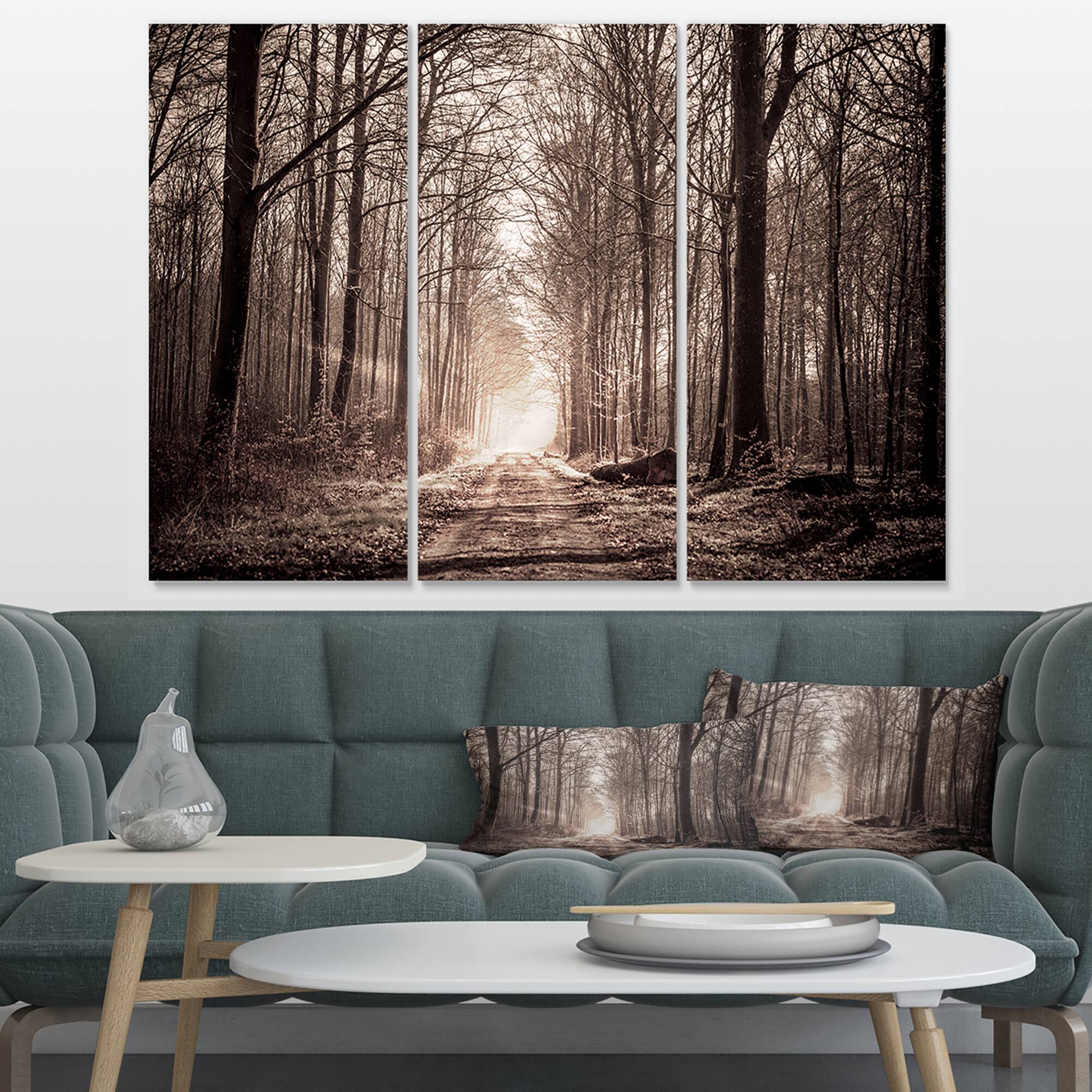 Designart - Forest Trail in Sepia - Landscape Photography Canvas Art Print