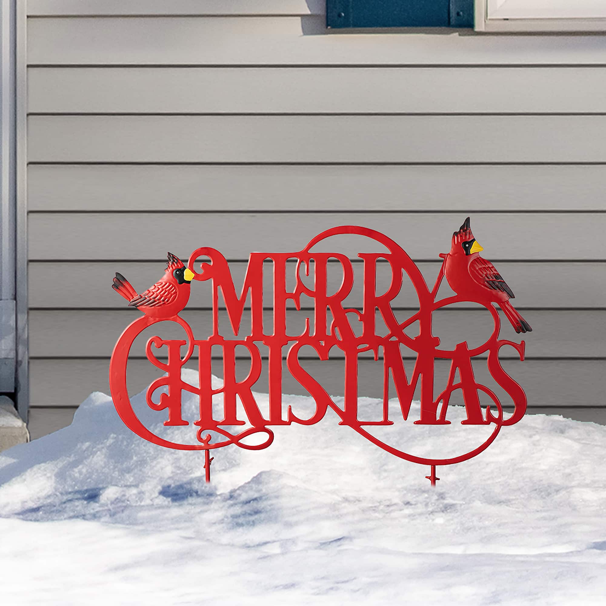 Glitzhome&#xAE; 2ft. Merry Christmas Metal Yard Stake