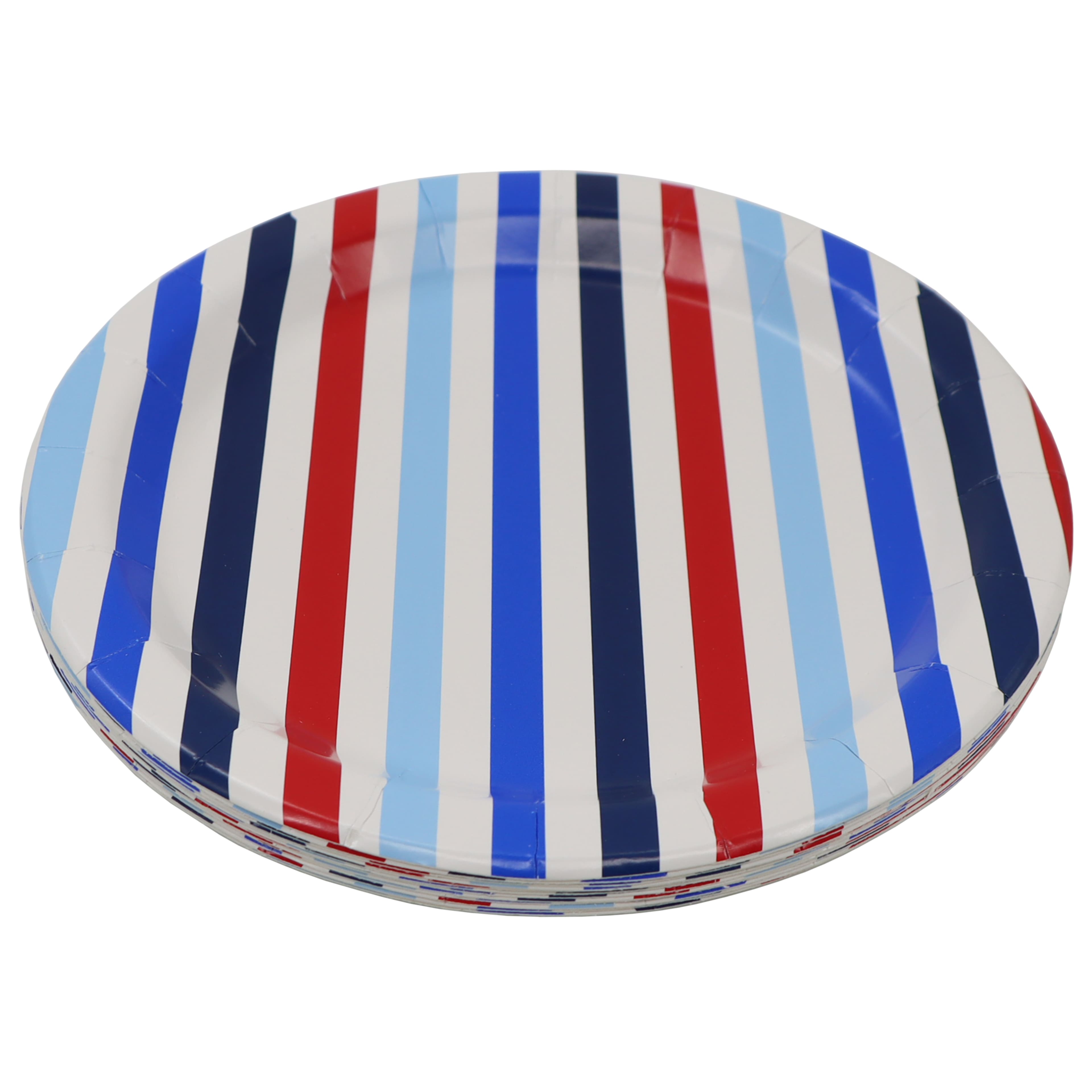 7&#x22; Red, White &#x26; Blue Stripes Paper Plates, 12ct. by Celebrate It&#x2122;