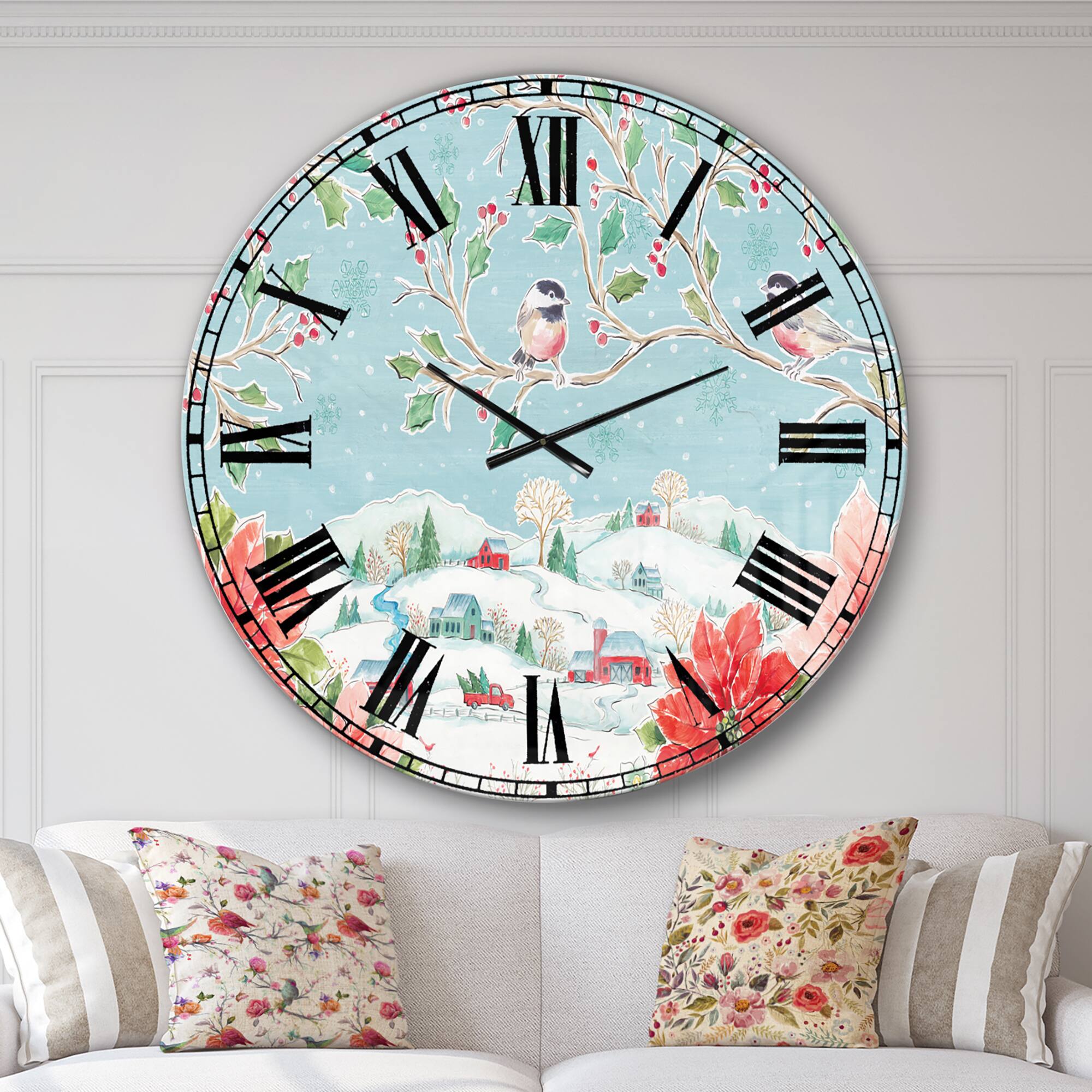 Designart &#x27;Country Flower Snowflakes Ii Traditional Wall Clock