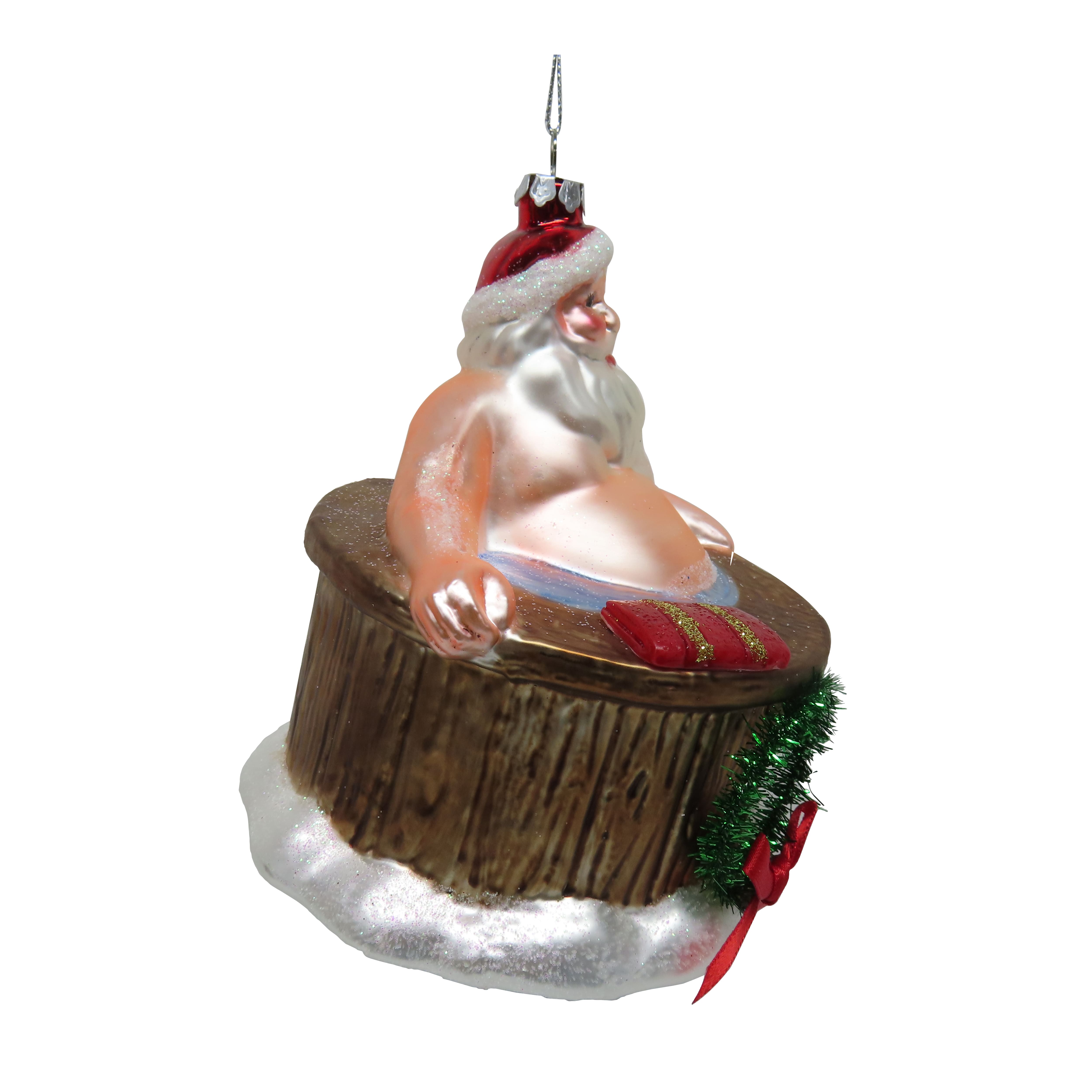 4.5" Bathing Santa Glass Ornament by Ashland®