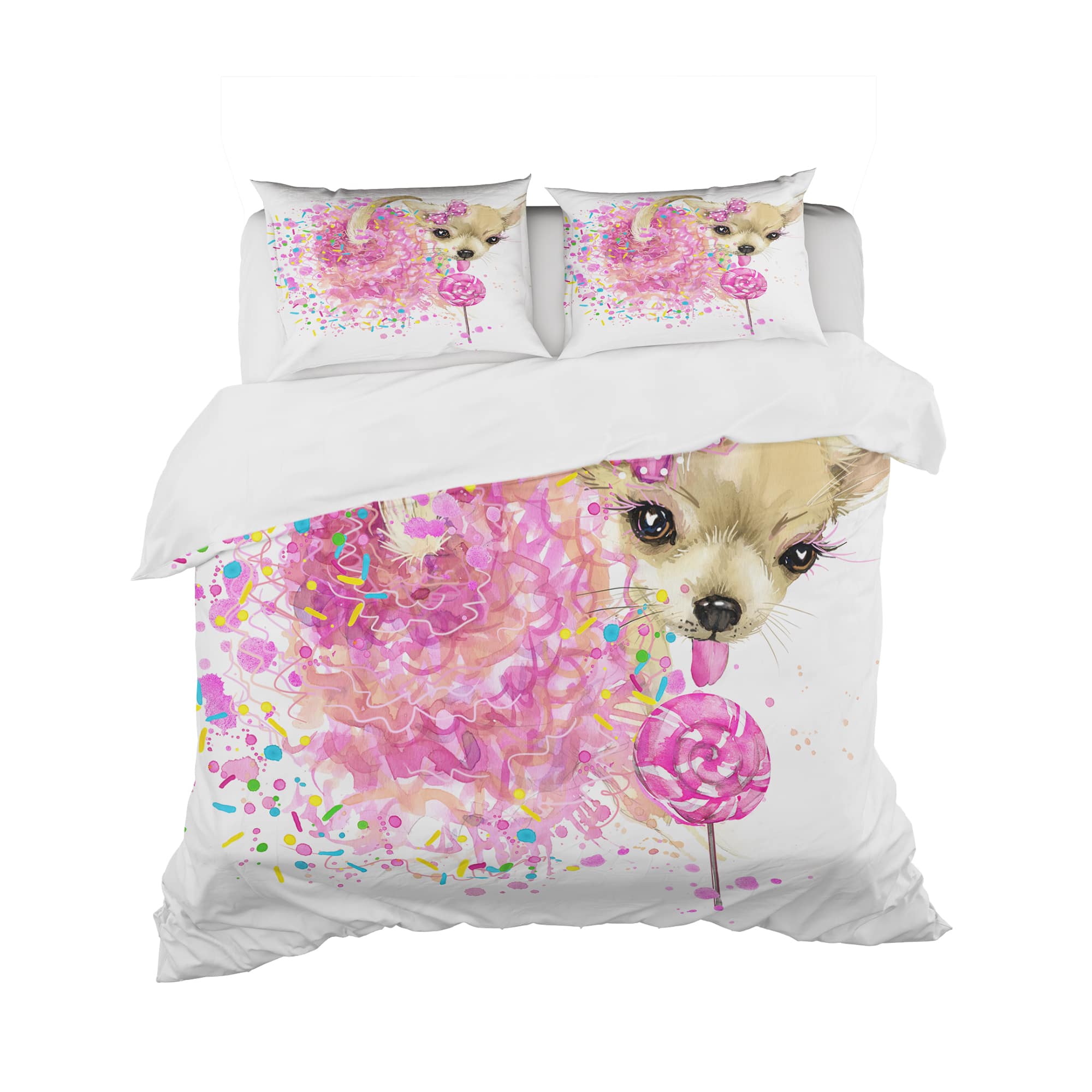 Designart 'Sweet Pink Dog Without Glasses - Modern Duvet Cover Set