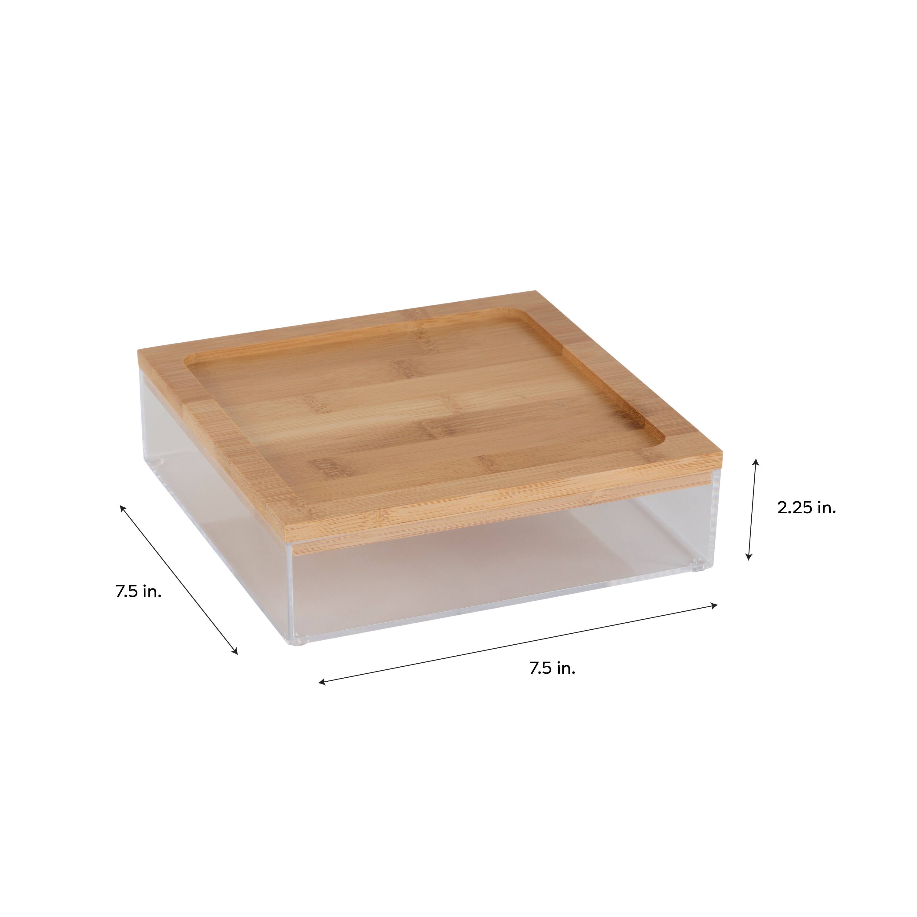 Simplify Bamboo Lid Square Clear Organizer