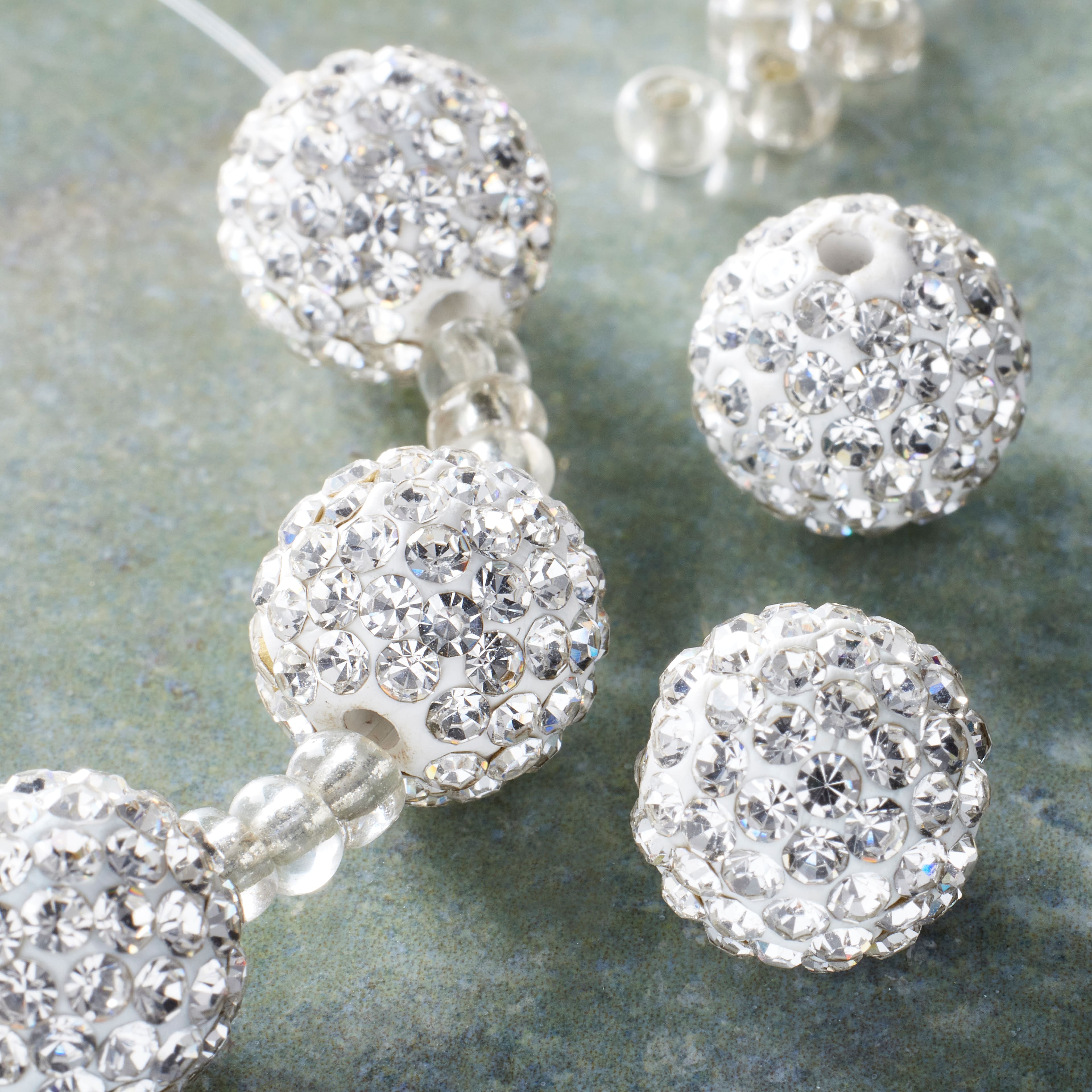 Silver Rhinestone Round Beads, 12mm by Bead Landing™