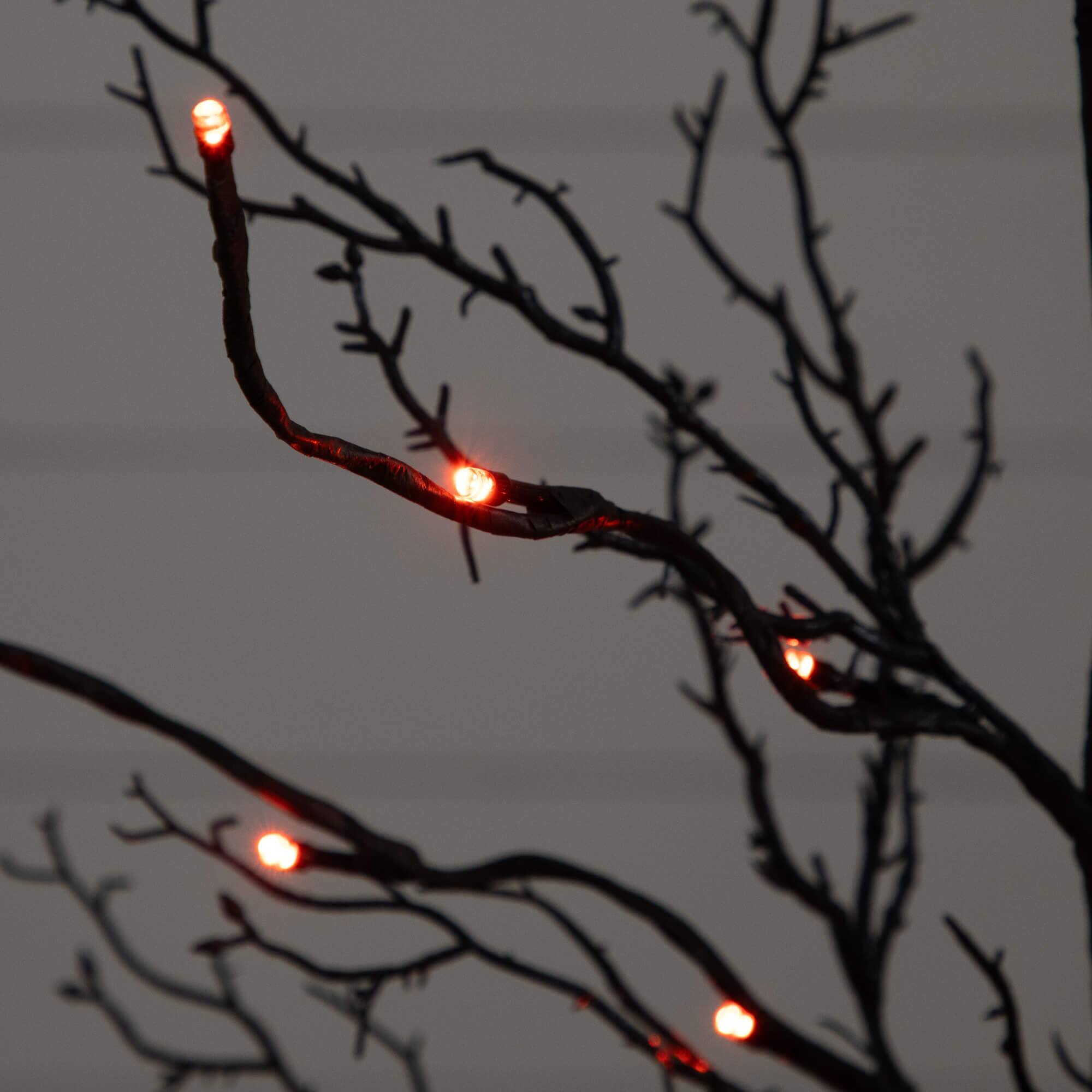 3ft. Pre-Lit Halloween Deluxe Black Twig Artificial Tree with 36 Orange &#x26; Purple LED Lights