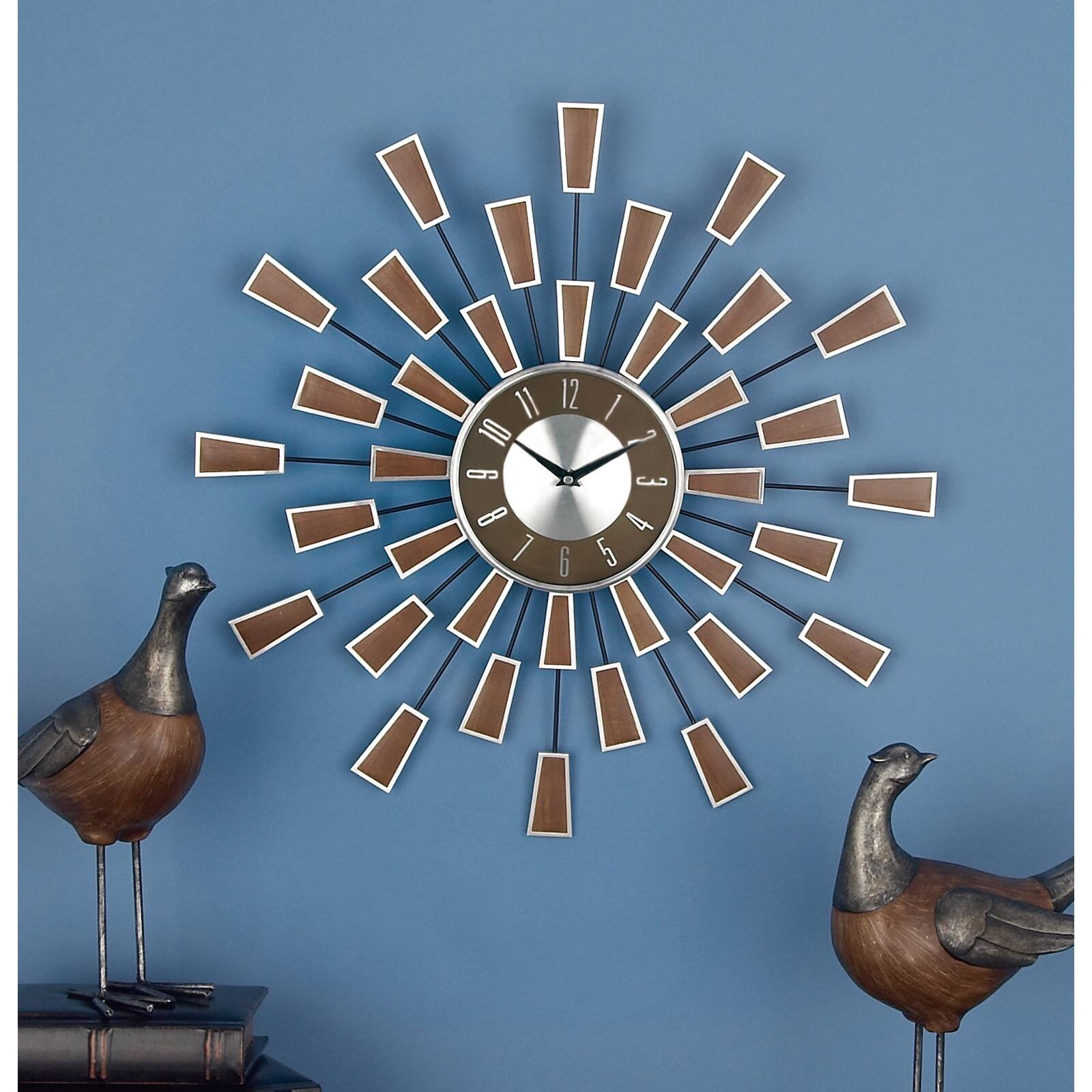 22&#x22; Brown Metal Modern Wall Clock