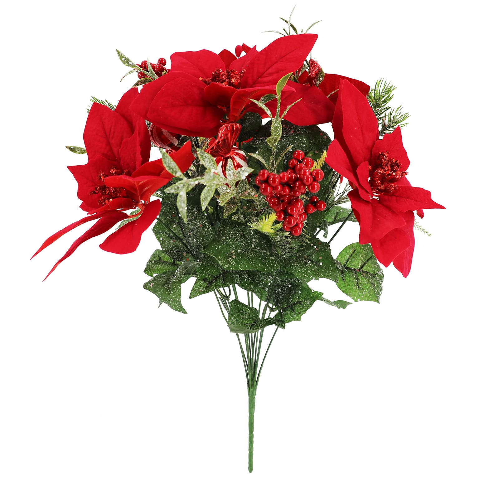 Red Poinsettia, Berry & Ornament Deluxe Bush by Ashland®