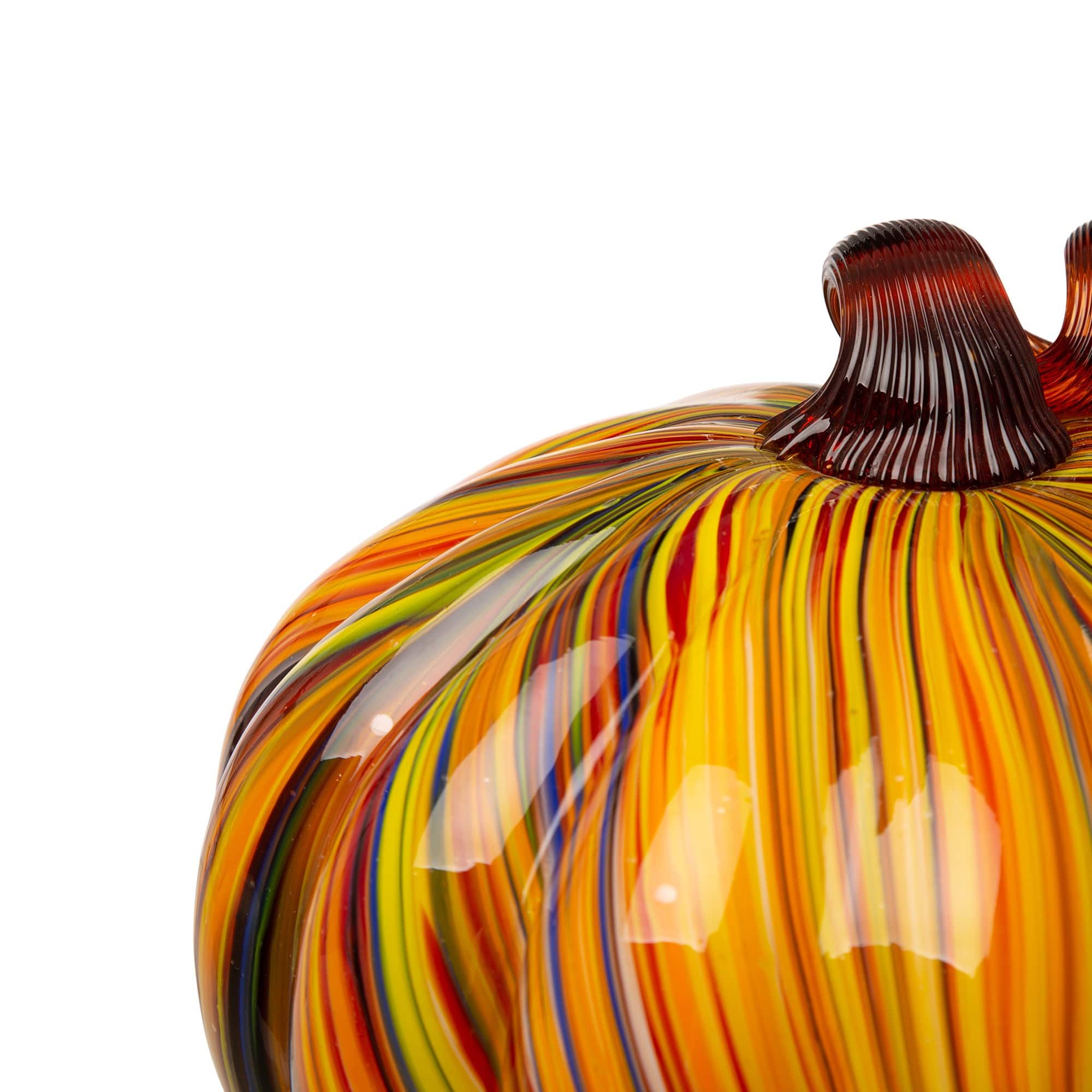 Glitzhome&#xAE; Multi Striped Glass Pumpkin &#x26; Gourd Set