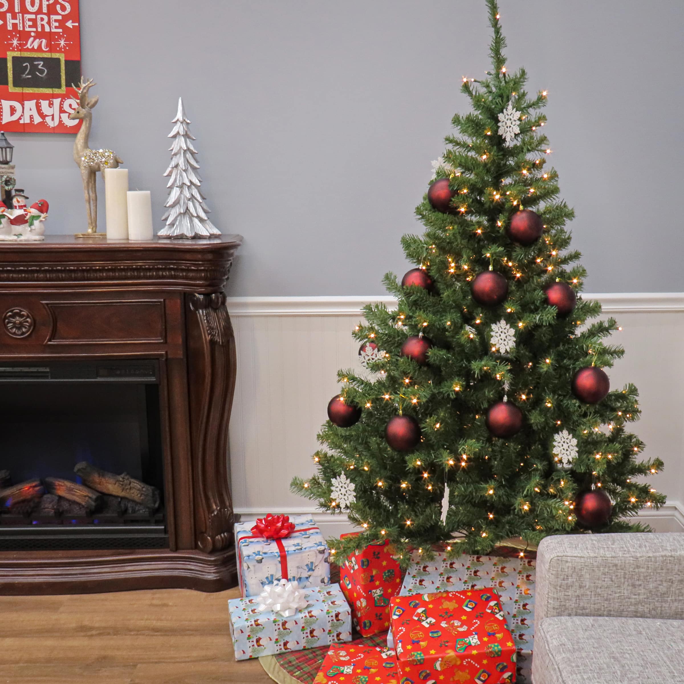 6ft. Pre-Lit Kincaid Spruce Full Artificial Christmas Tree, Clear Lights