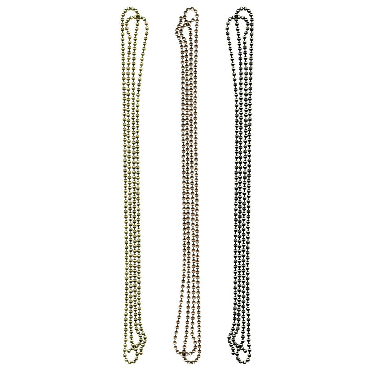 Idea-Ology Metal Ball Chains 36&#x22; 3/Pkg Each W/6 Connectors-Antique Nickel, Brass &#x26; Copper