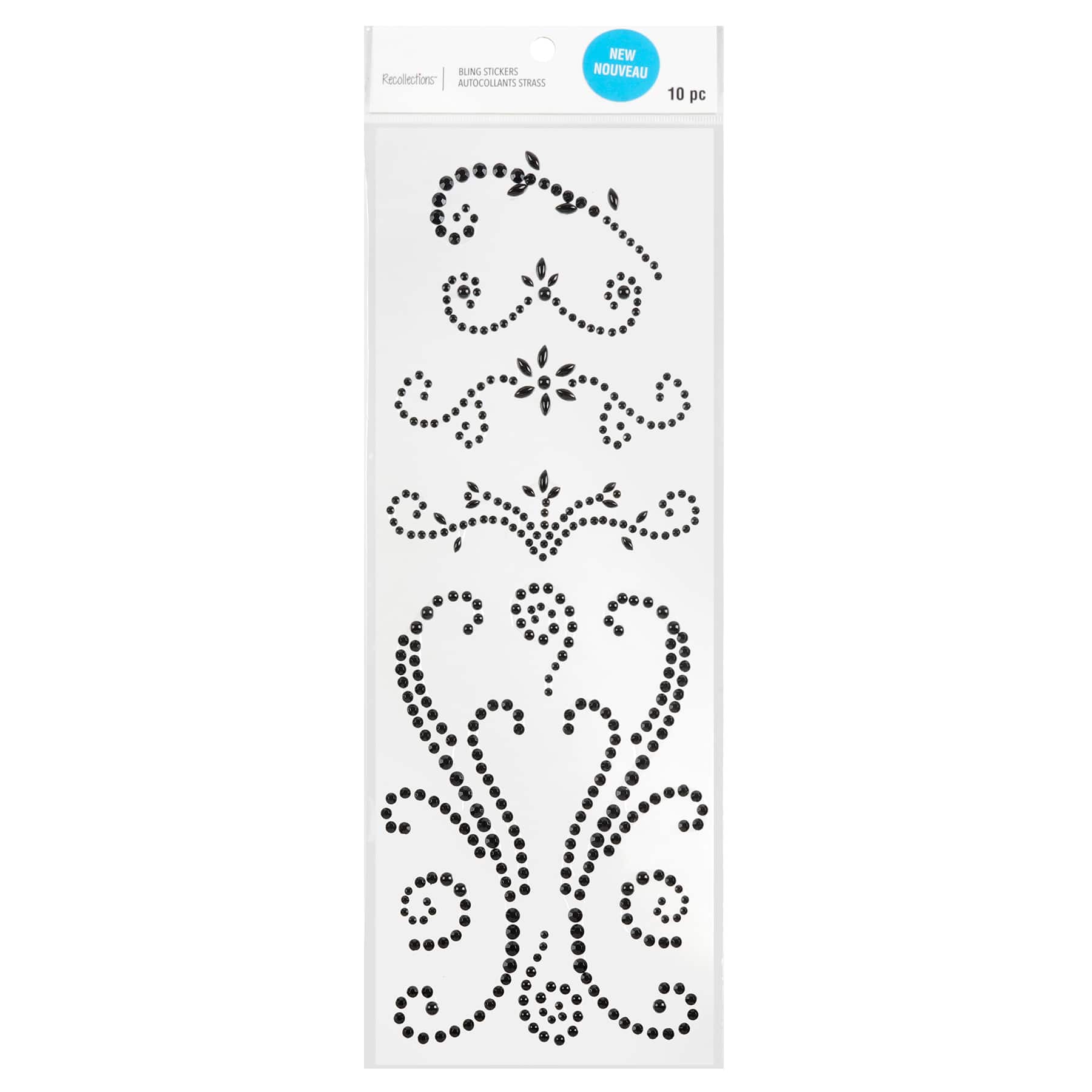 12 Pack: Black Flourish Design Stickers by Recollections™