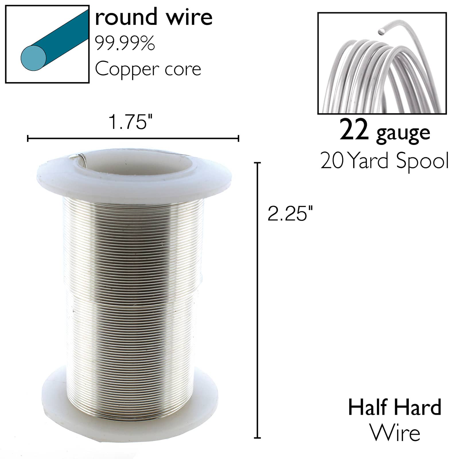 Wire Elements, Tarnish Resistant Brass Color Coated Wire, 22 Gauge