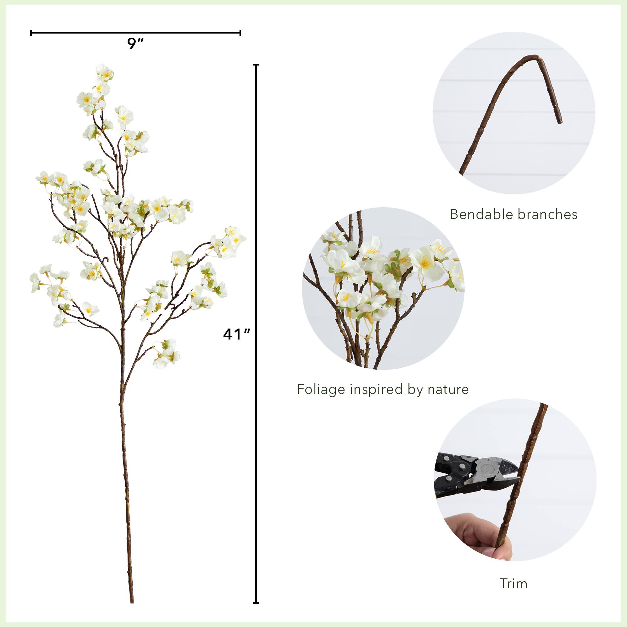 41&#x22; White Cherry Blossom Flower Stems, 3ct.