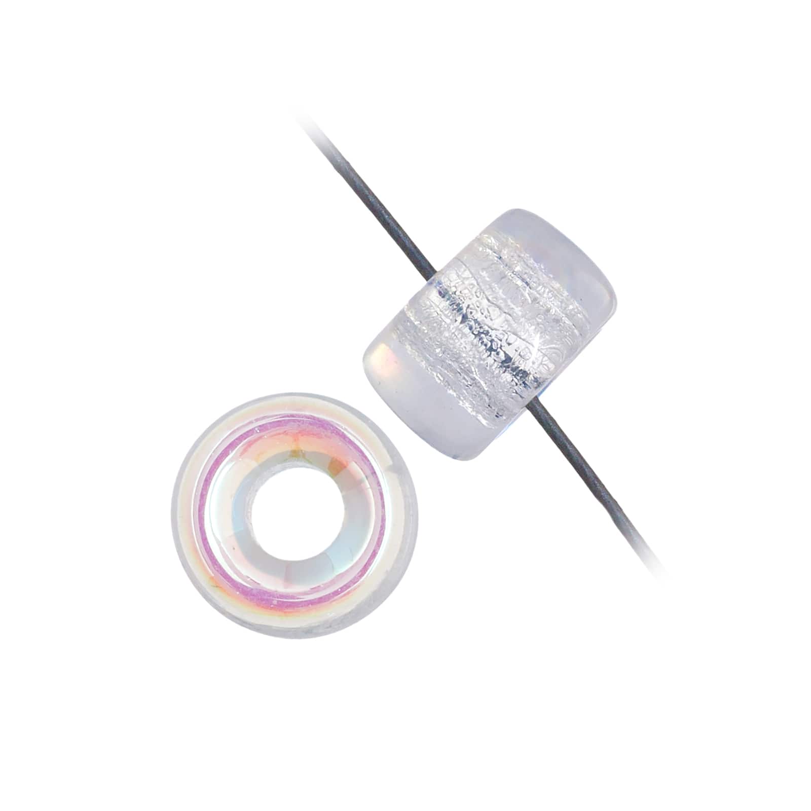 John Bead 9mm Transparent Crystal AB Czech Glass Pony Beads, 100ct.