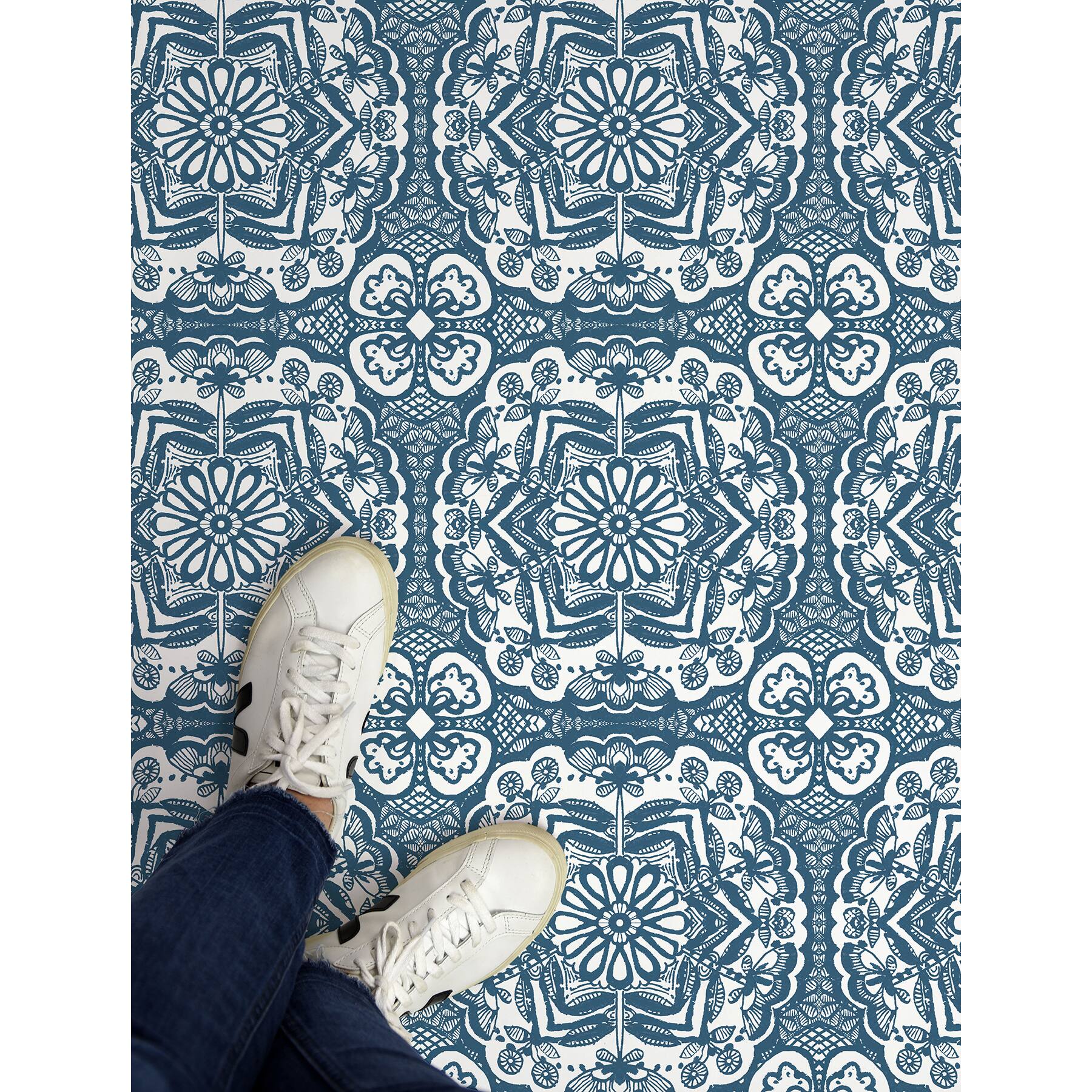 FloorPops Erina Blue Peel & Stick Floor Tiles