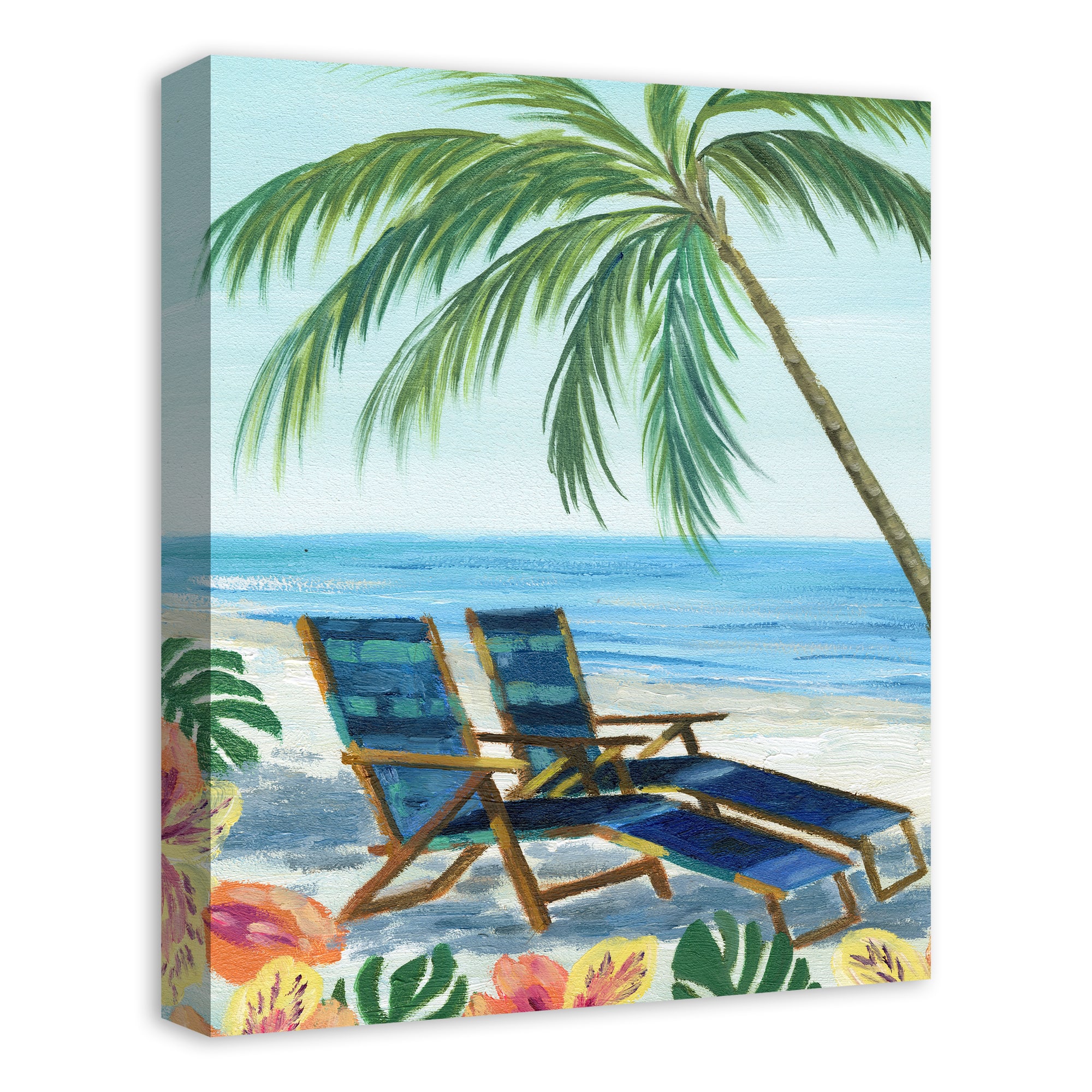 Beach Lounge Chairs 16" x 20" Canvas Wall Art