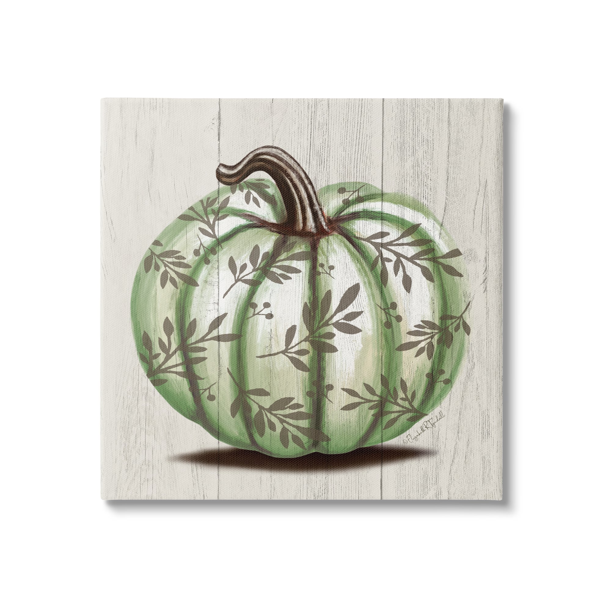 Stupell Industries Green Autumn Pumpkin Patterned Canvas Wall Art