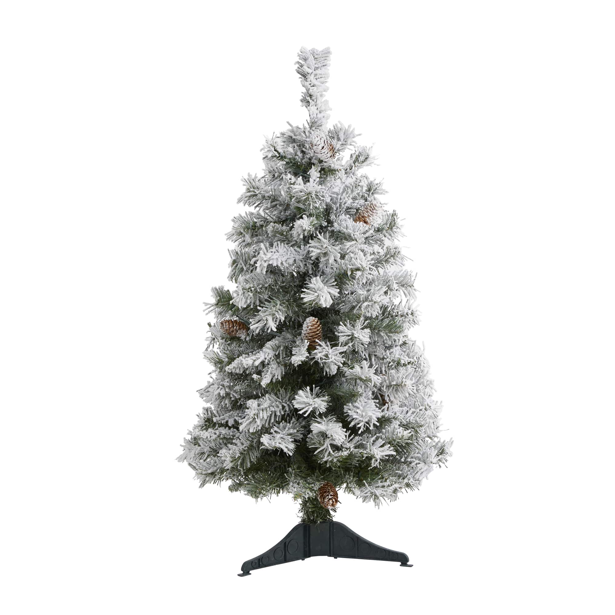3ft. Unlit Flocked White River Mountain Pine & Pinecones Artificial Christmas Tree