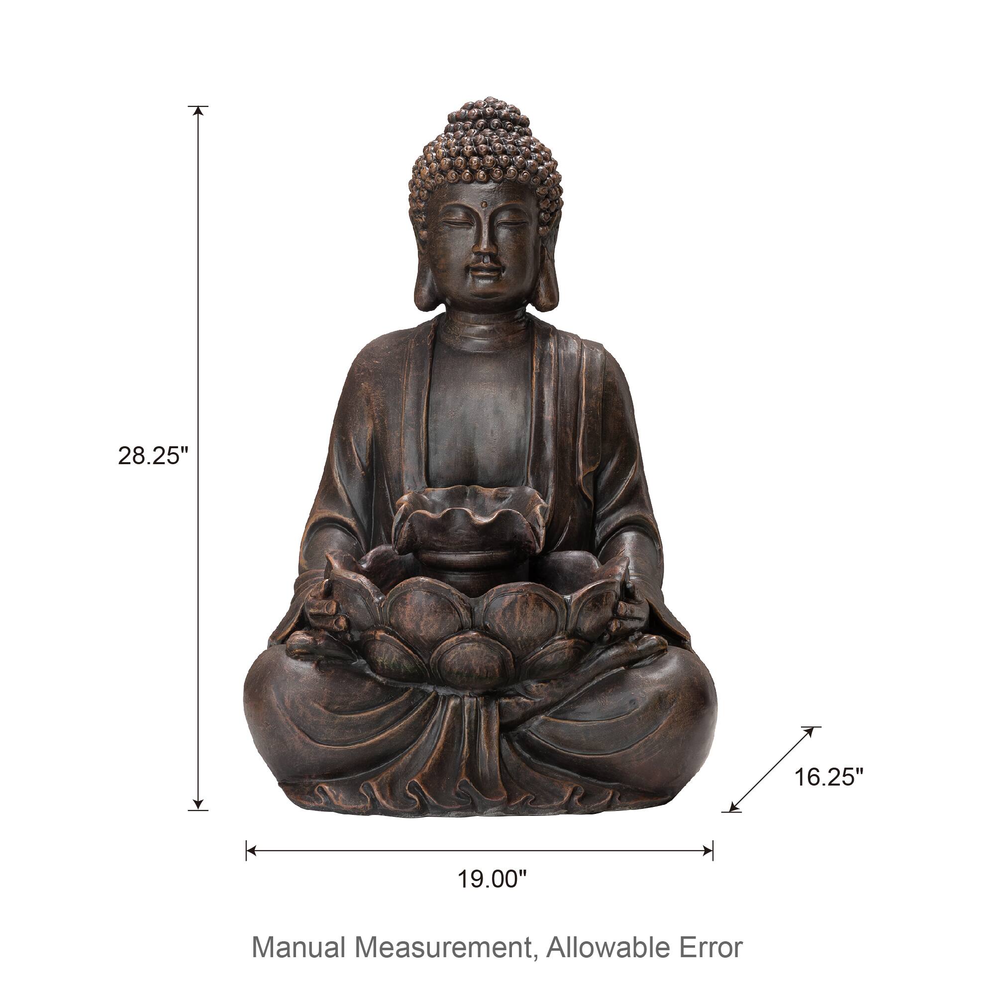 Glitzhome&#xAE; 28.25&#x22; Zen-Style Meditating Buddha Statue Outdoor Fountain with LED Light