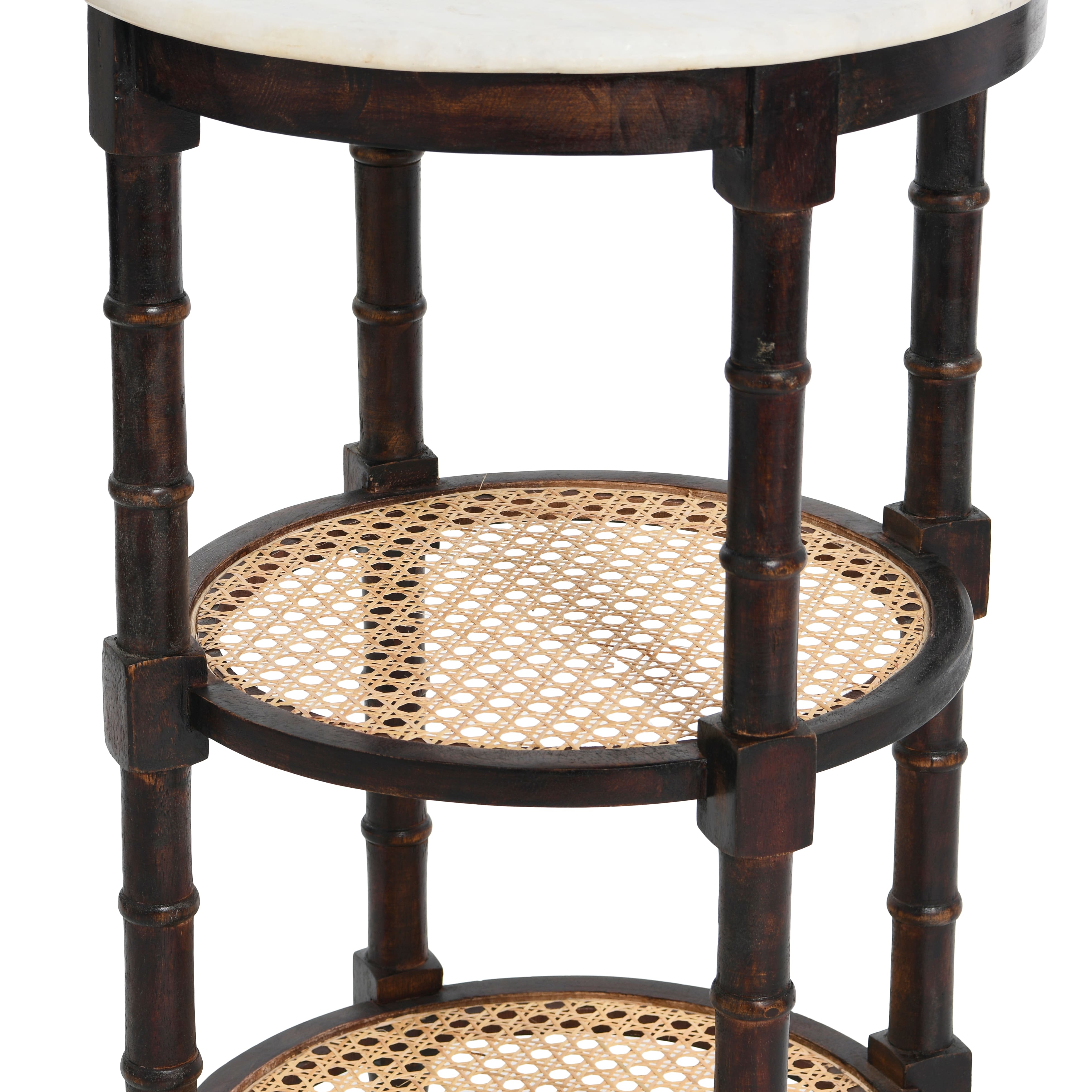 Hello Honey&#xAE; 28&#x22; Round Wood End Table with Marble Top