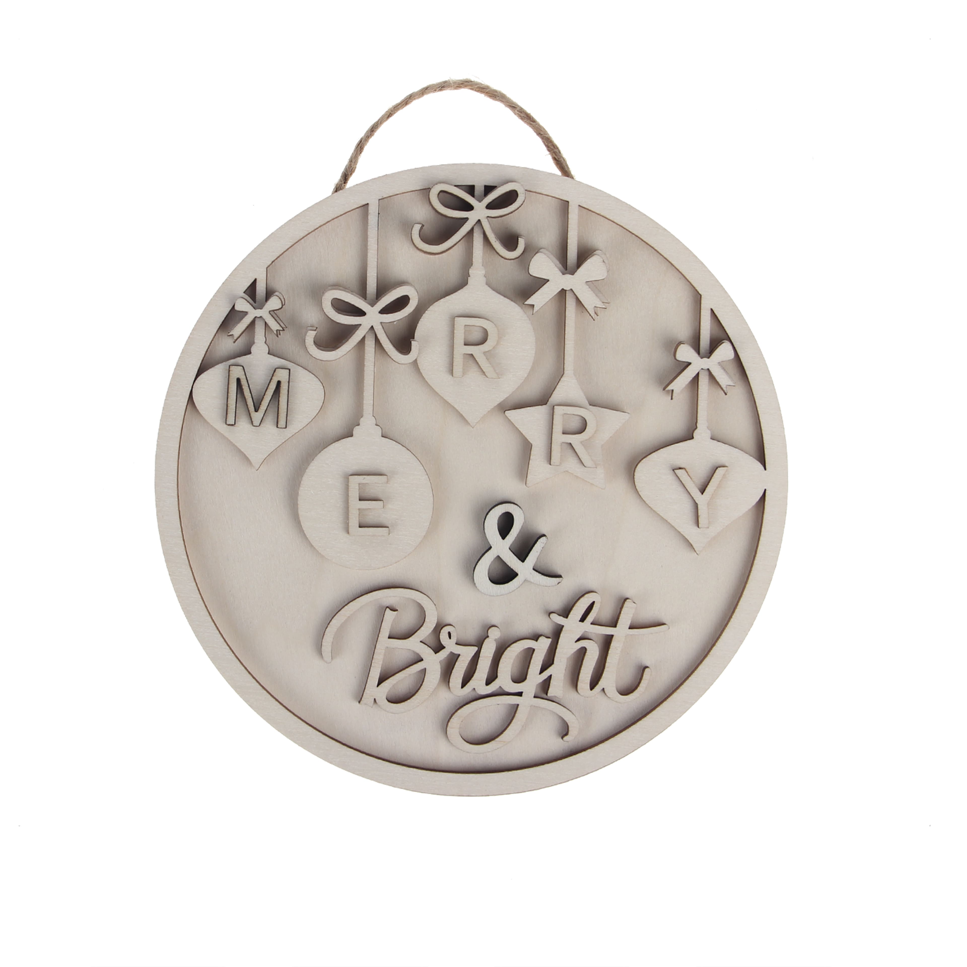 6&#x22; Merry &#x26; Bright Plaque DIY Wood D&#xE9;cor Kit by Make Market&#xAE;