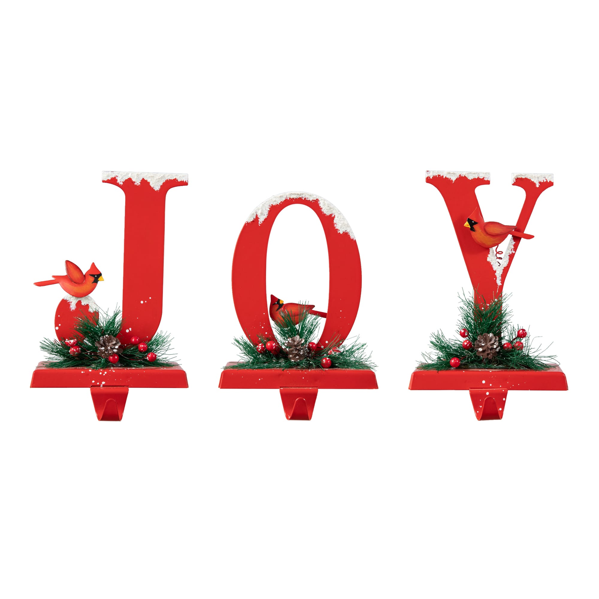 Glitzhome&#xAE; Christmas Metal JOY Stocking Holder Set