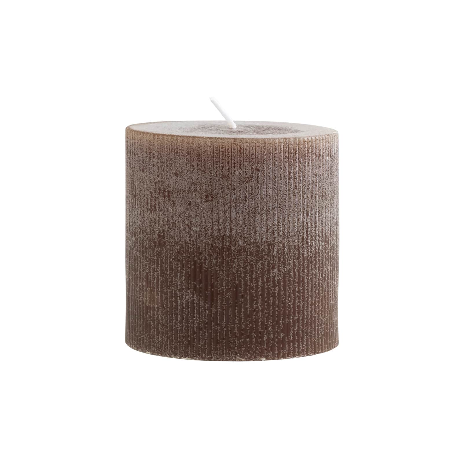 4&#x22; x 4&#x22; Leather Unscented Pleated Pillar Candle