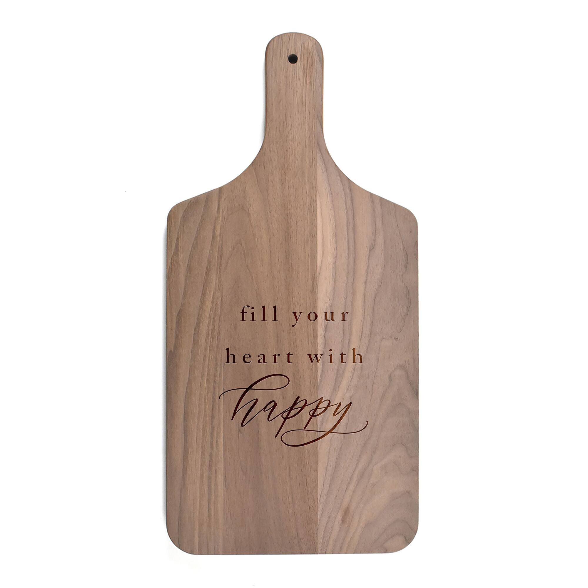 17" Fill Your Heart Walnut Paddle Cutting Board