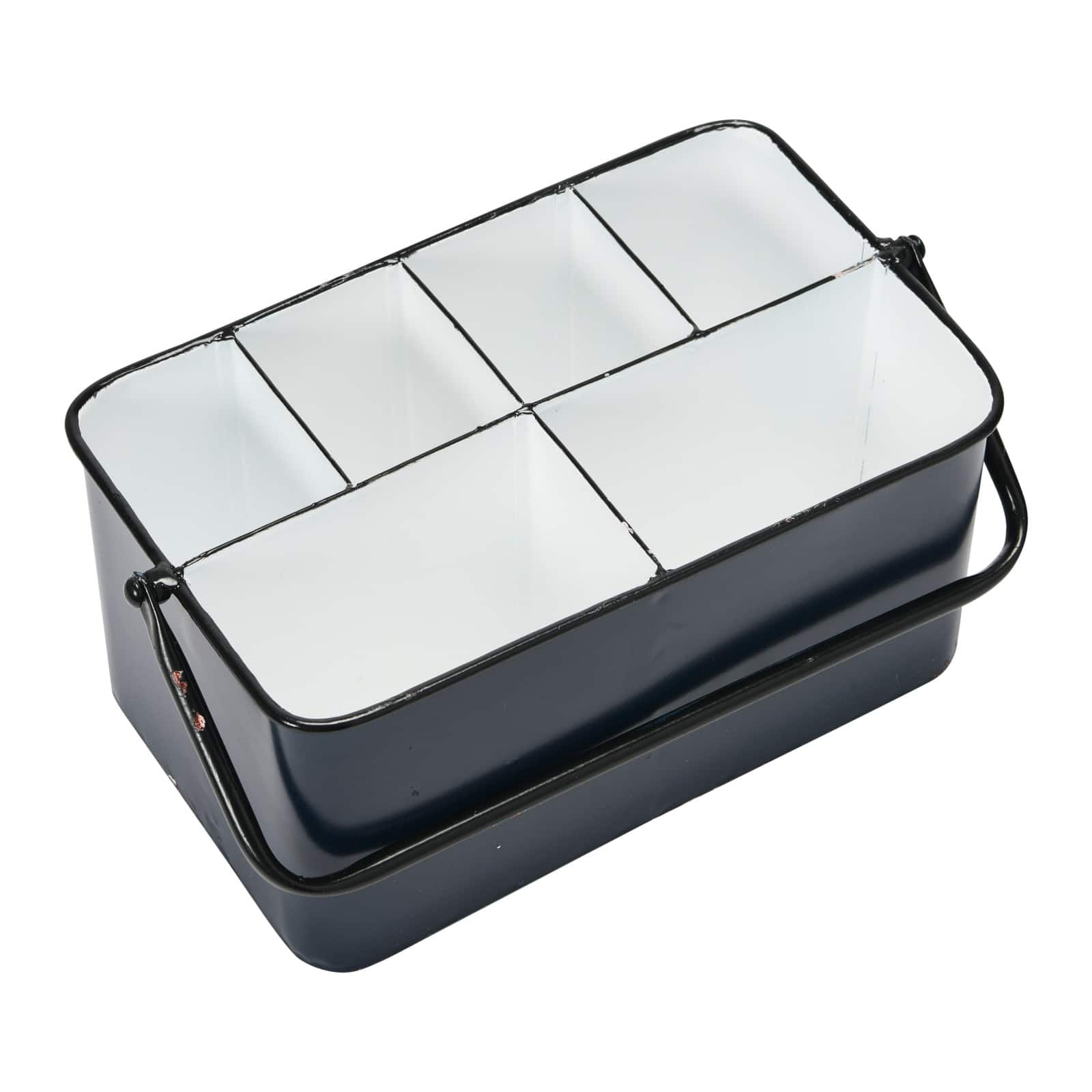 6-Compartment Metal Caddy with Handle