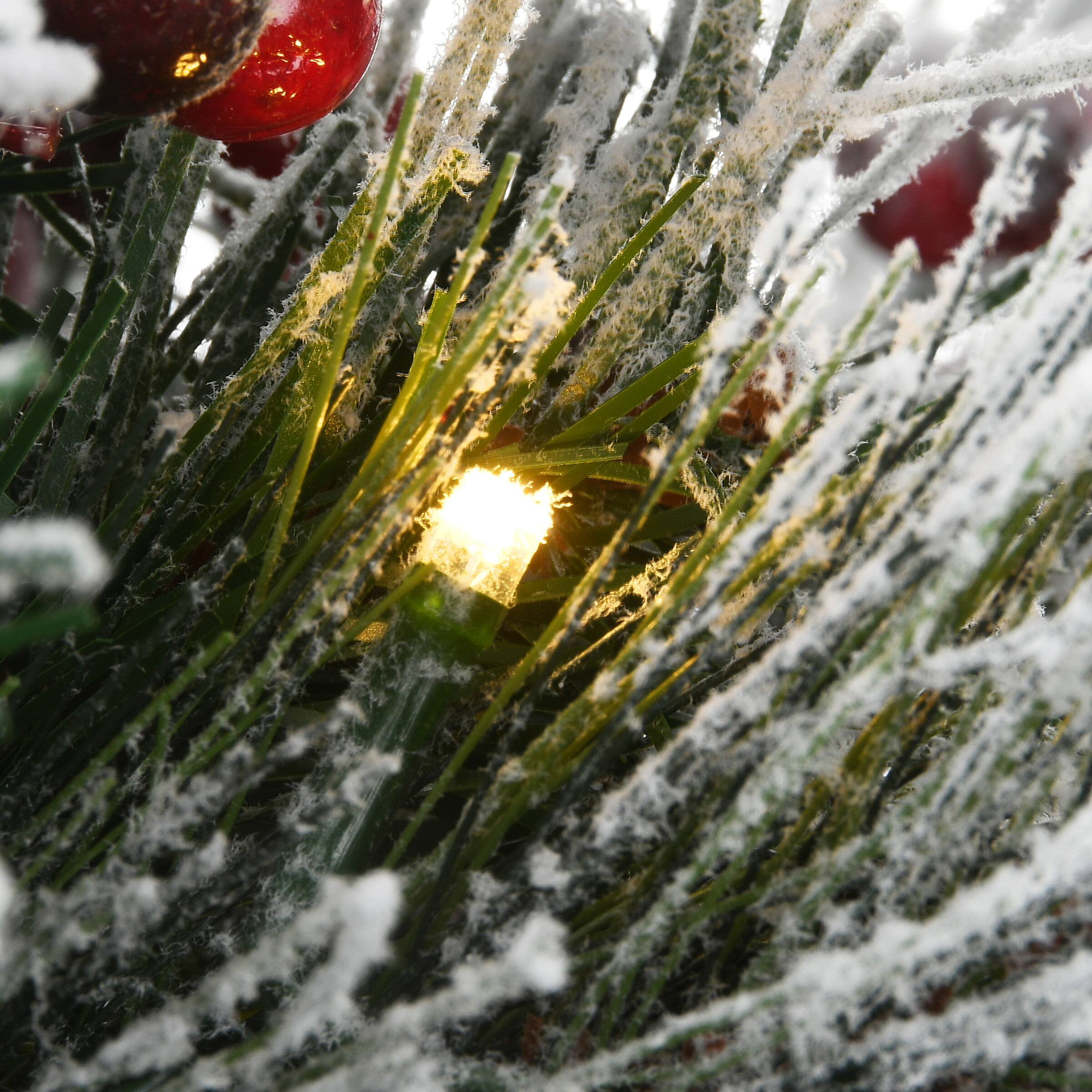 22" Snowy Bedford Urn Filler with Battery Operated LED Lights